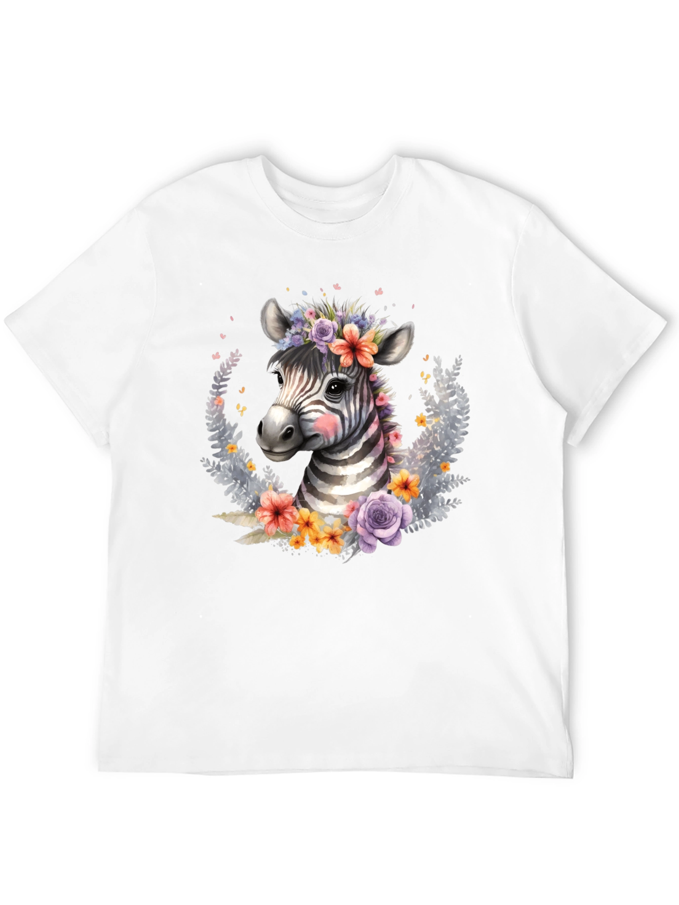 Black Floral Zebra Graphic T-Shirt - Unisex view 12