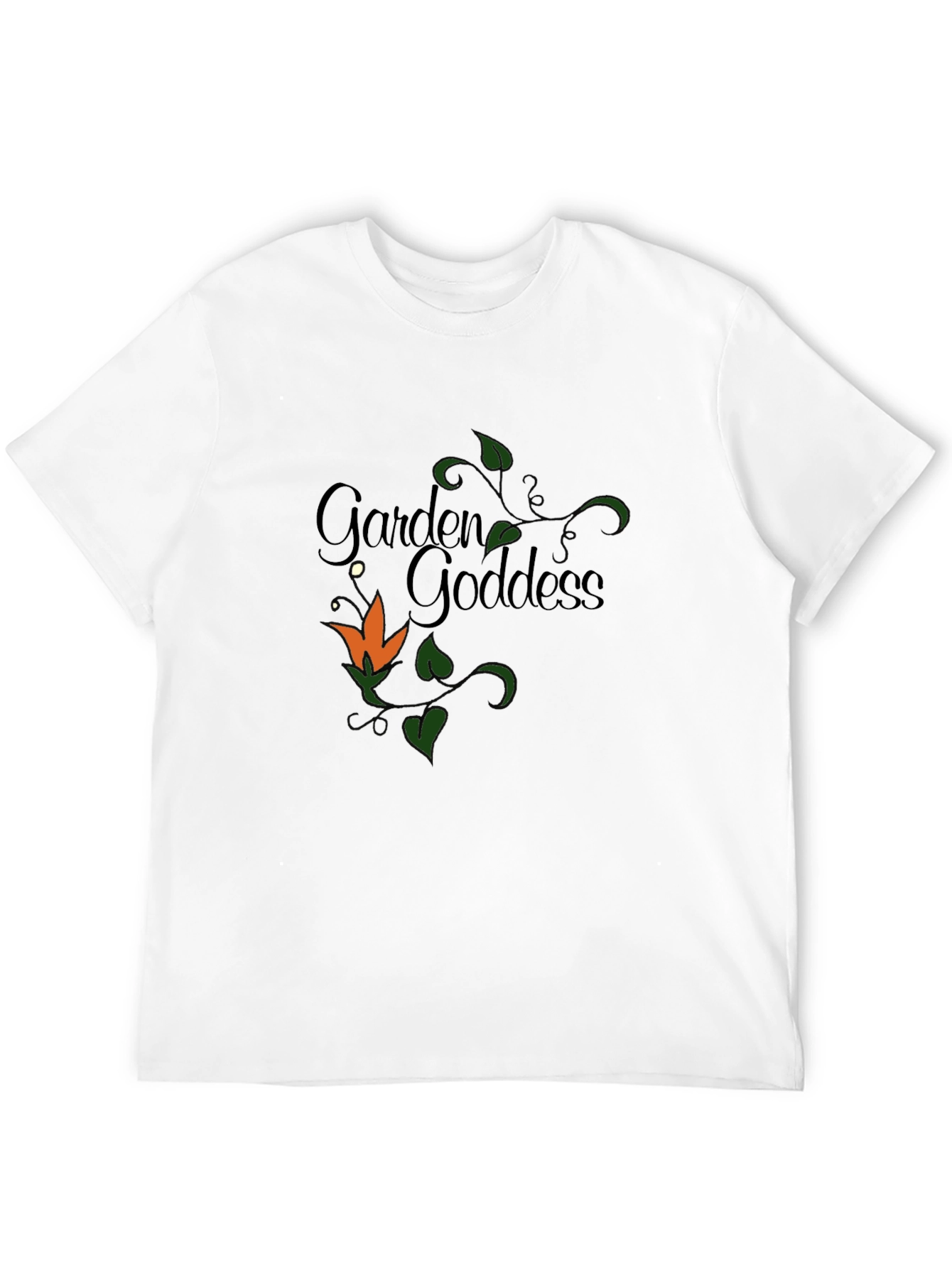 Black Garden Goddess T-Shirt - Floral Design view 12