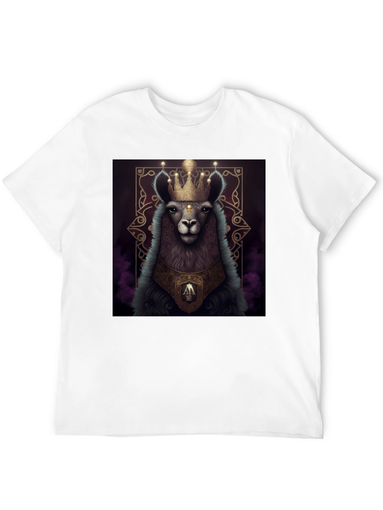 Royal Llama Graphic Tee - Unisex Black T-Shirt - 12