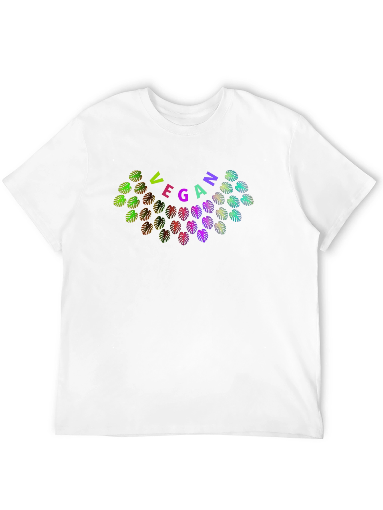 Black Vegan Monstera Leaf Black T-Shirt view 12