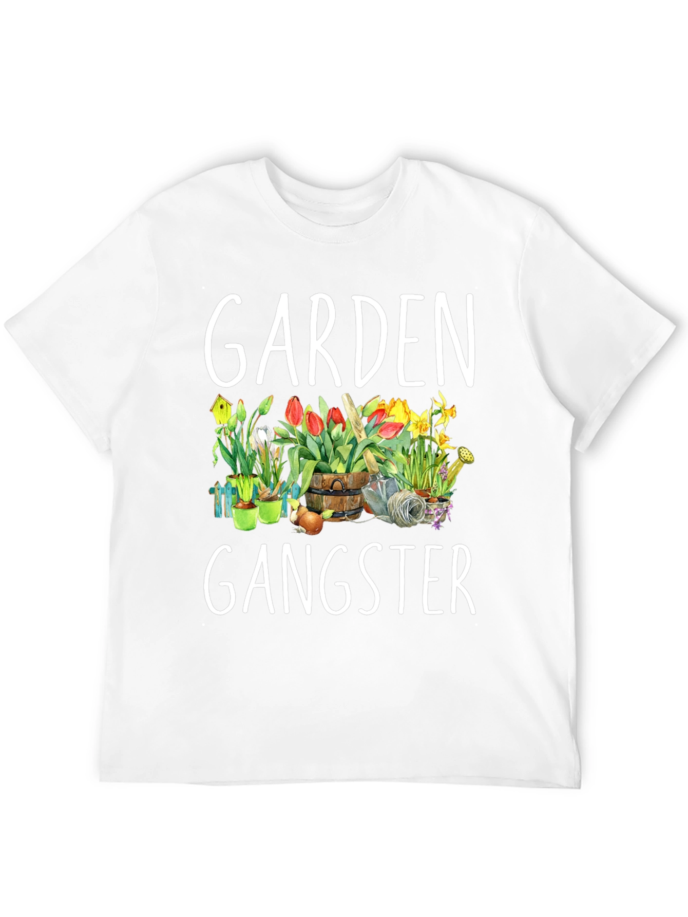 Black Garden Gangster T-Shirt - Floral Design view 12