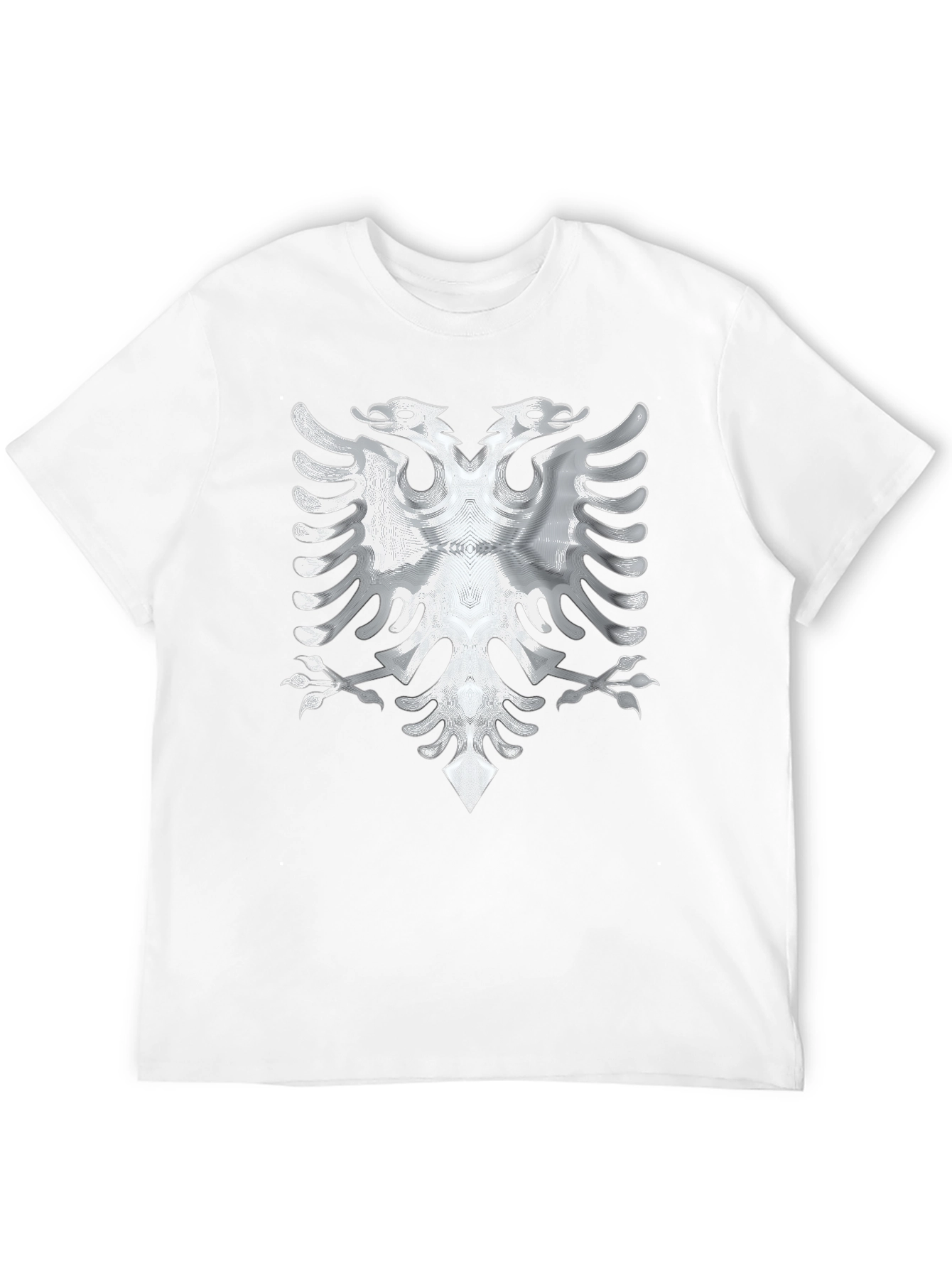 Black Tee with Silver Albanian Eagle Graphic - 12