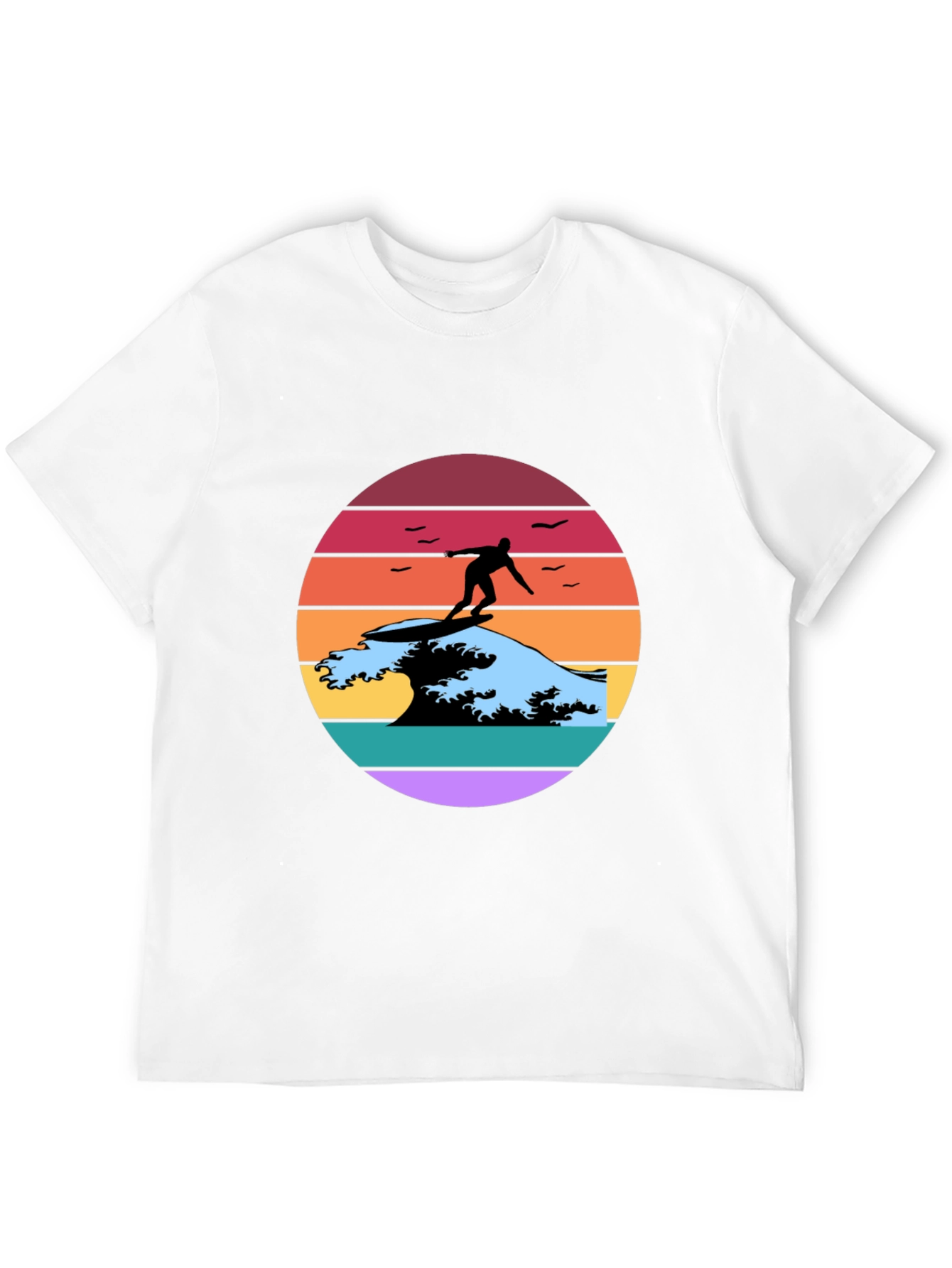 Black Retro Surfer Wave Graphic Tee view 12