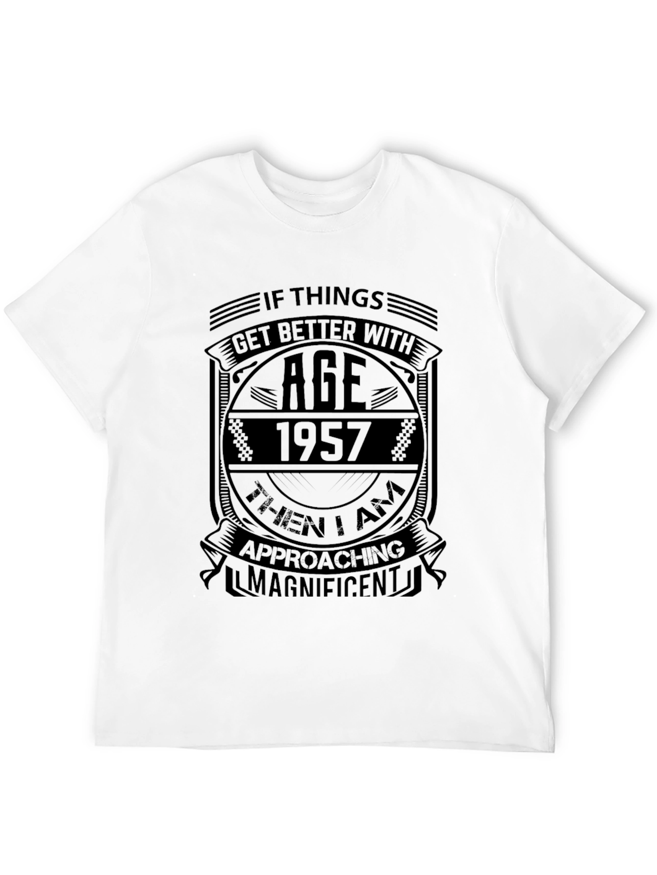 Black 1957 Birthday T-Shirt - Age Gets Better - Black view 12