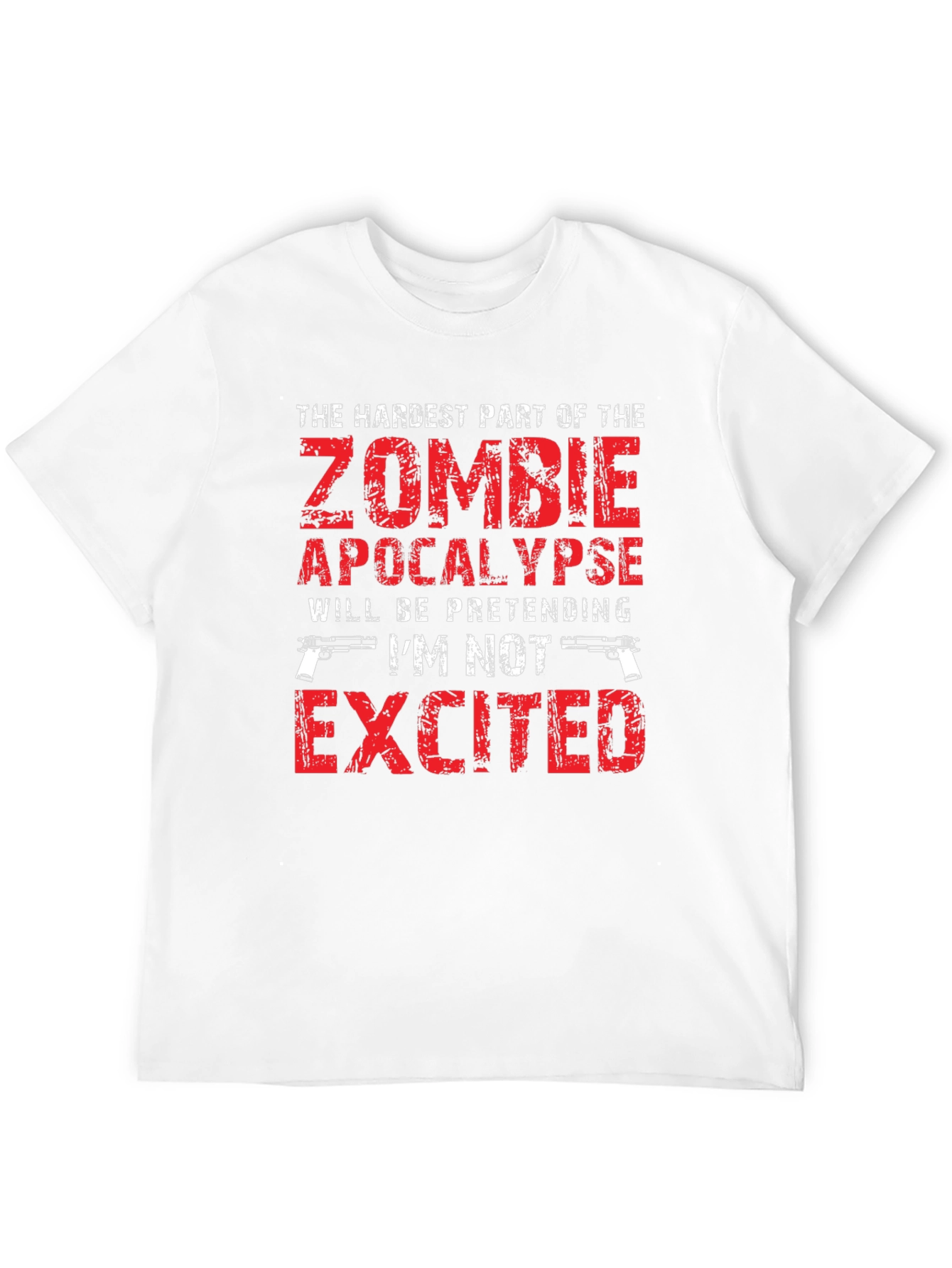 Black Zombie Apocalypse Excited T-Shirt Funny Novelty Tee view 12