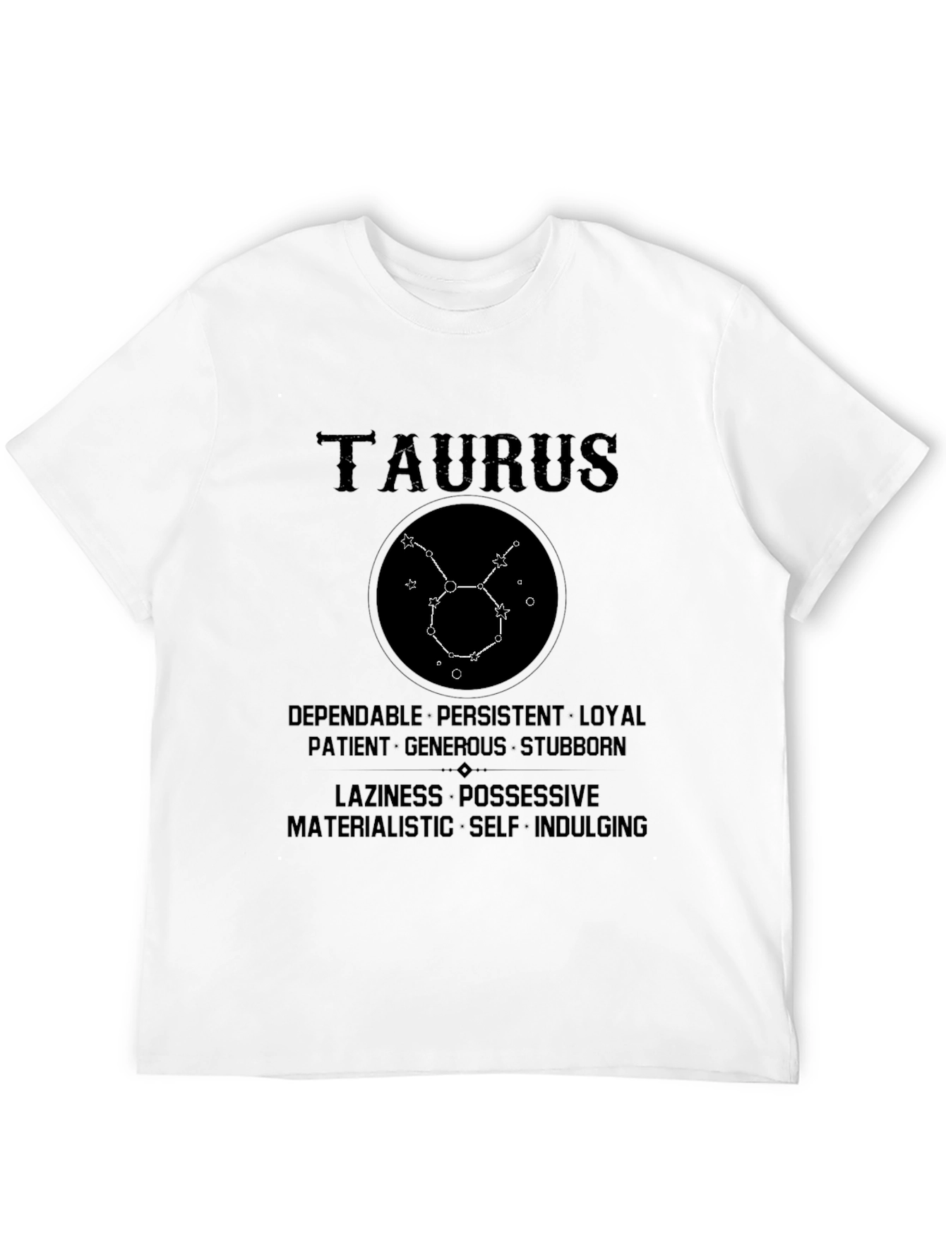 Black Taurus Zodiac Sign Black Graphic T-Shirt view 12
