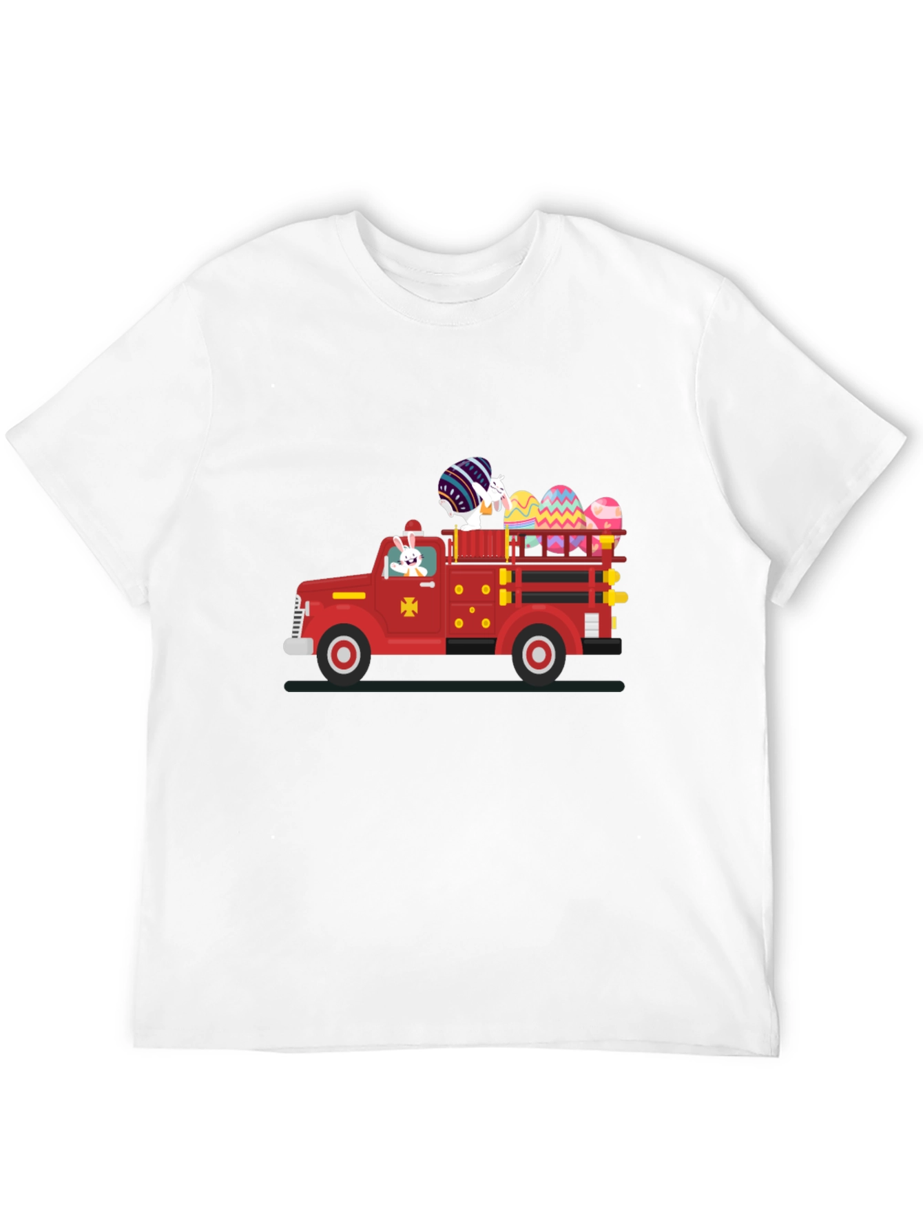 Camiseta Negra con Diseño de Camión de Pascua