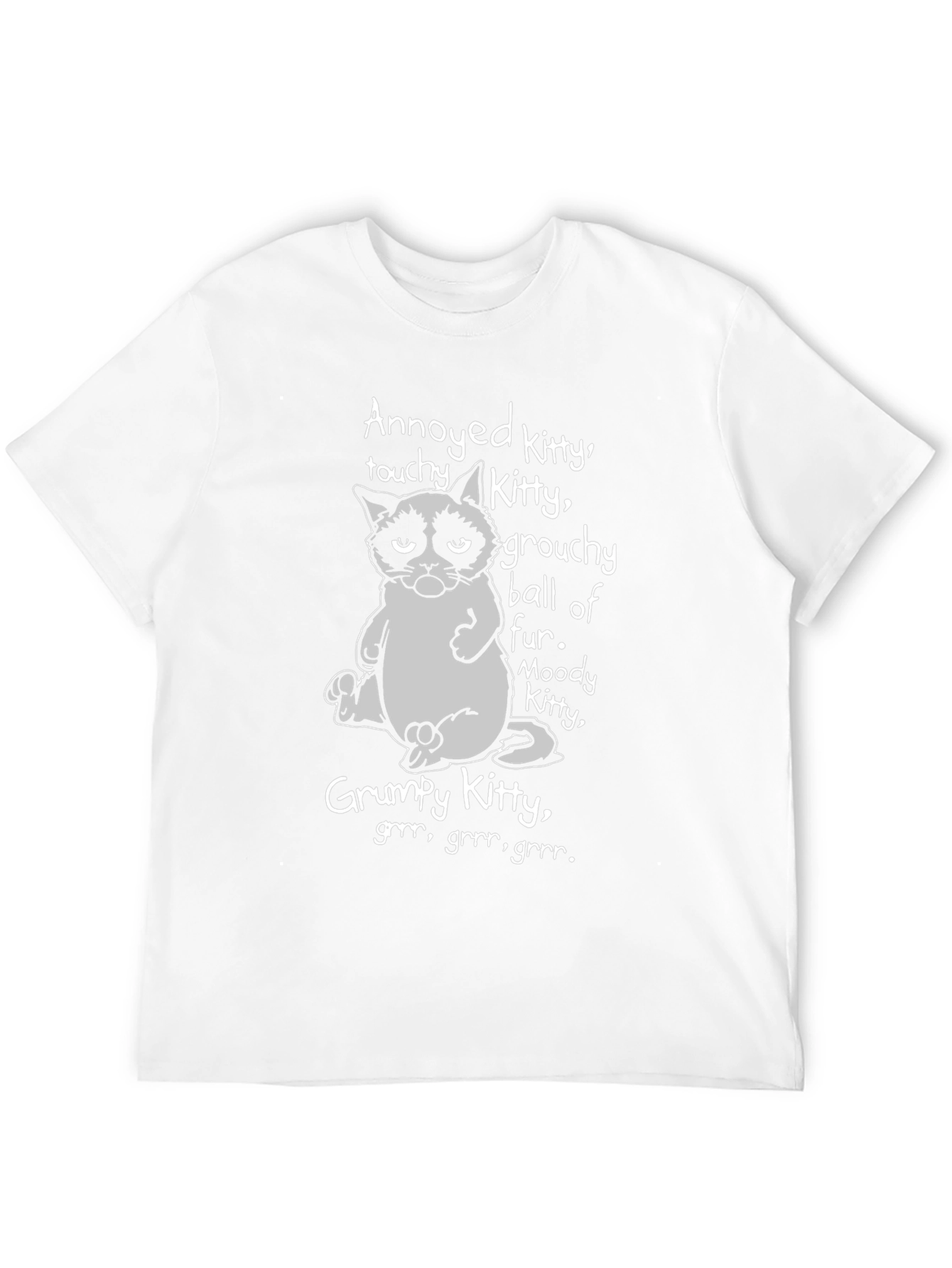 Black Grumpy Kitty Graphic T-Shirt - Annoyed, Moody, Grouchy Cat view 12