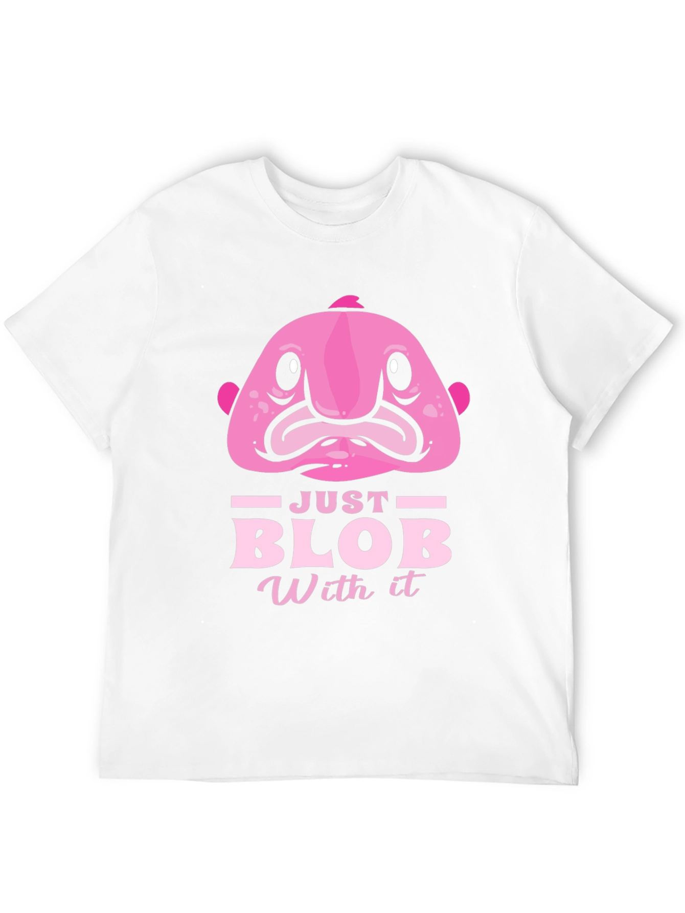 Black Just Blob With It Funny Pink Fish T-Shirt view 12