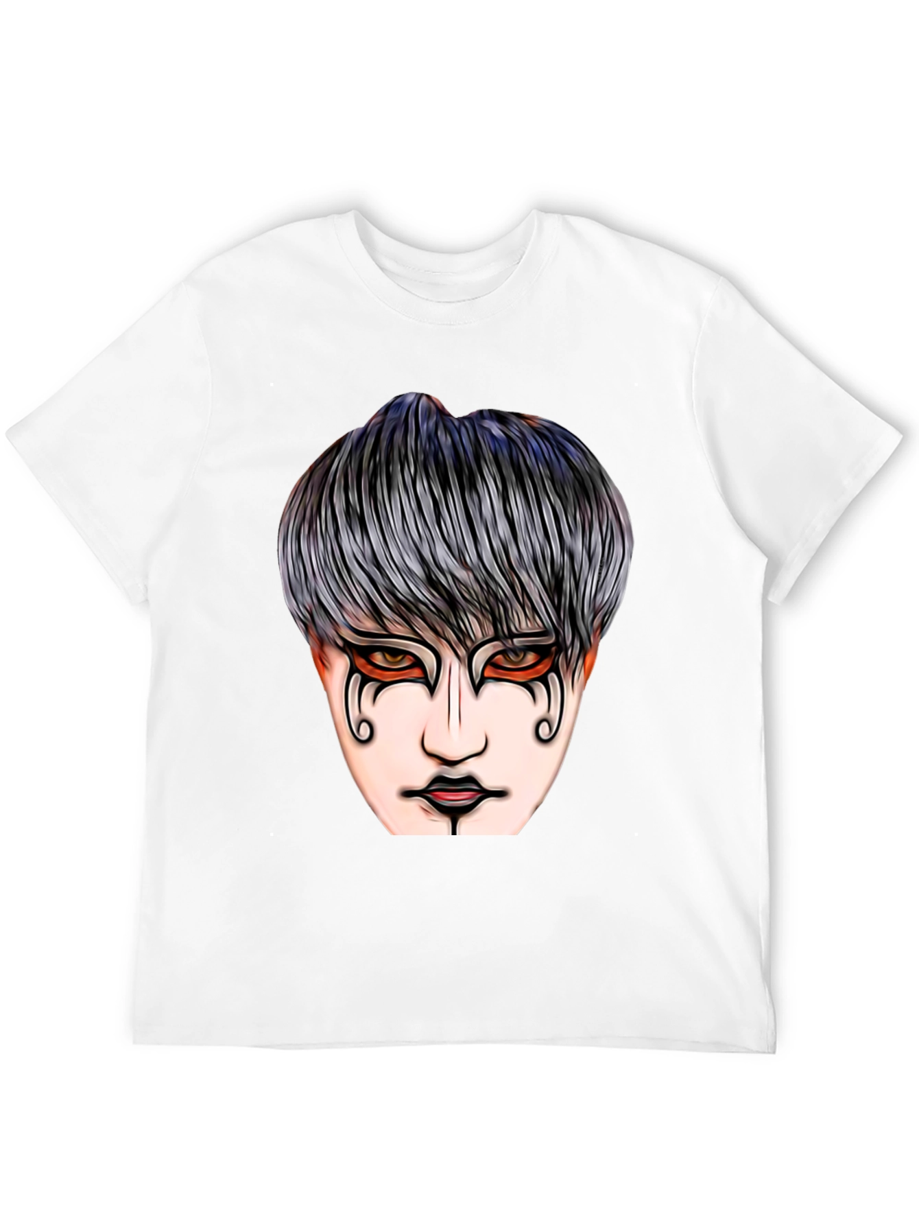 Black Graphic Print T-Shirt with Mysterious Face Design view 12
