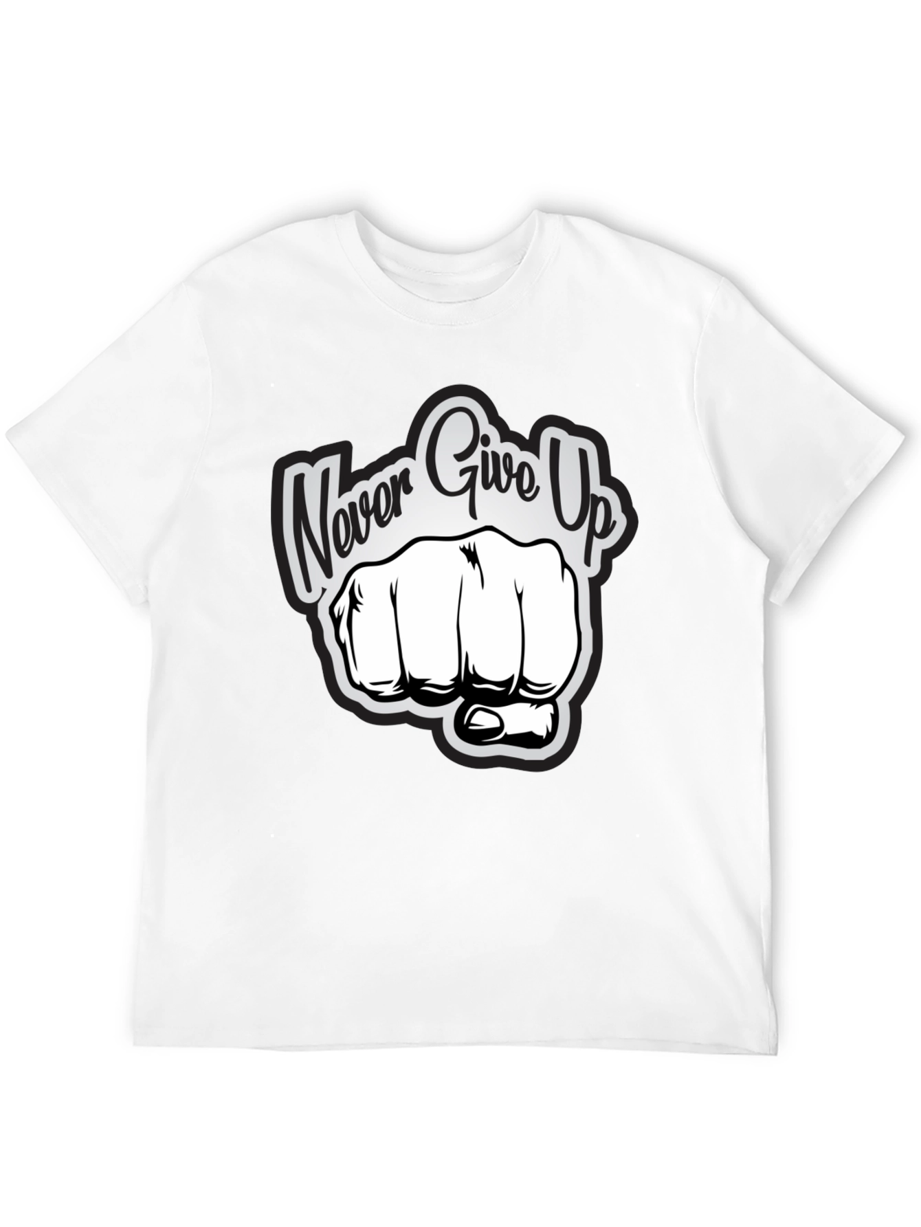 Black Never Give Up Graphic Print T-Shirt view 12