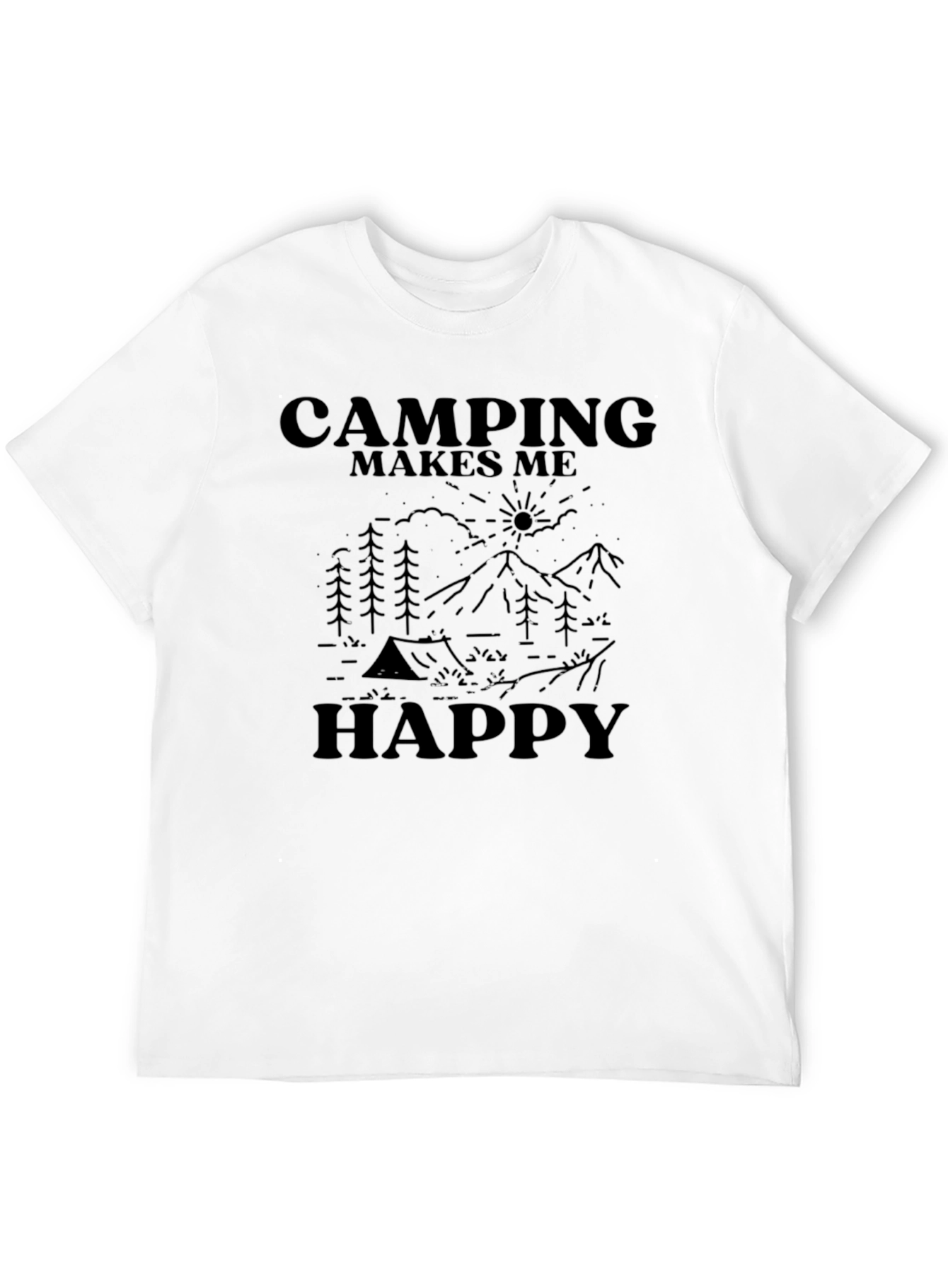 Black Camping Makes Me Happy T-Shirt - Adventure Graphic Tee view 12