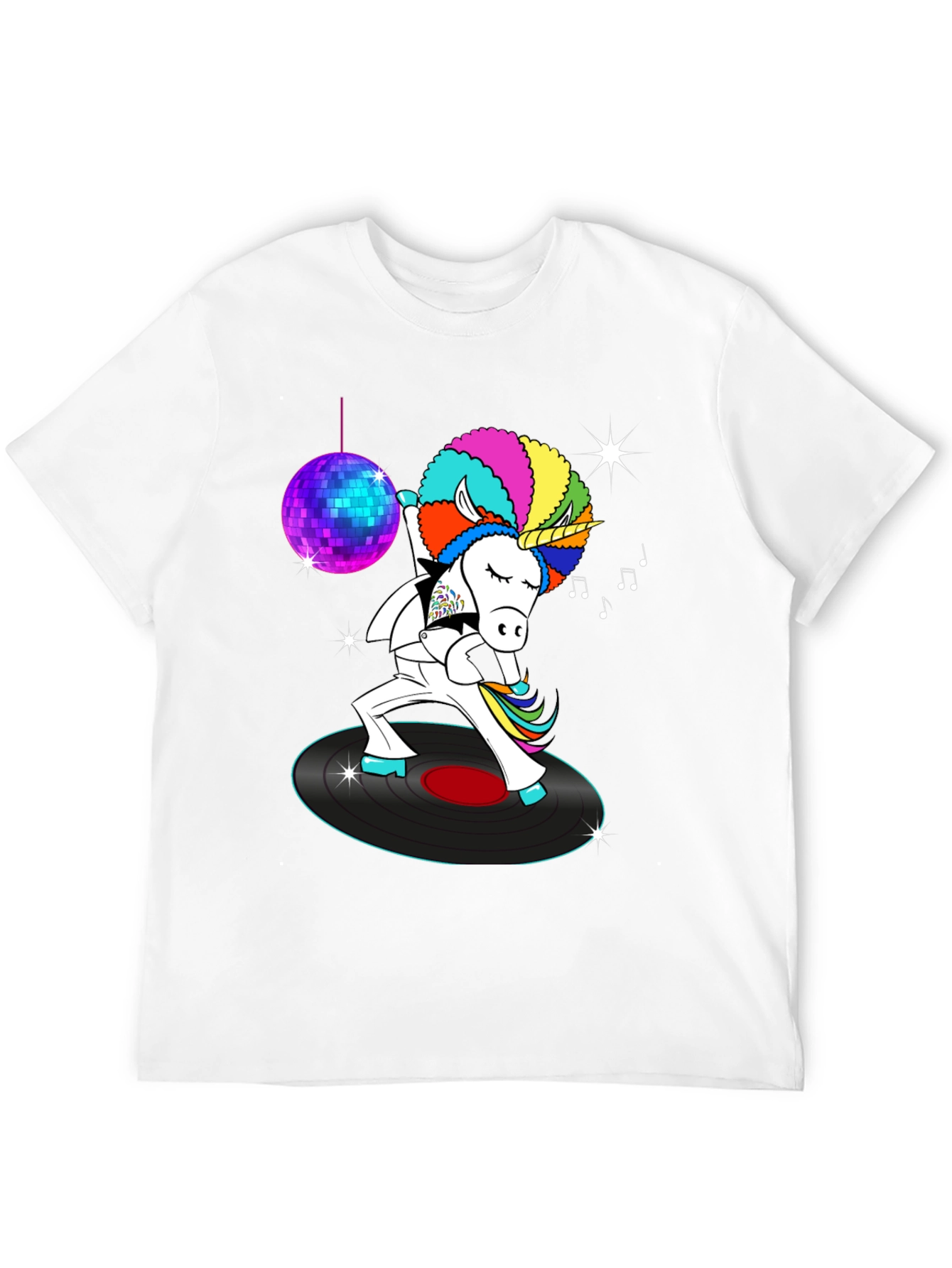 Black Disco Unicorn Graphic T-Shirt - Funky Dance Tee view 12