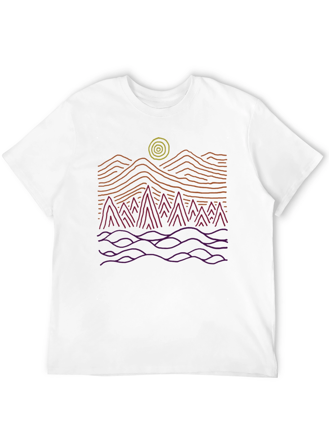 Black Abstract Mountain Scene Graphic Tee - Black view 12