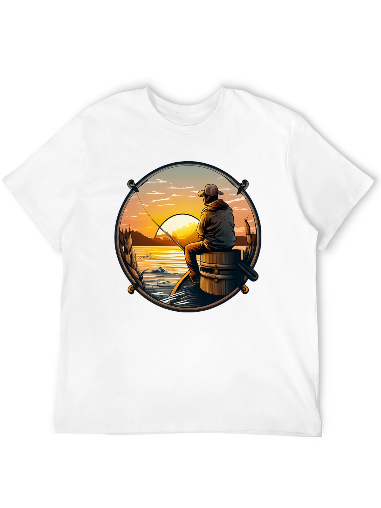 Black Fishing Sunset T-Shirt view 12