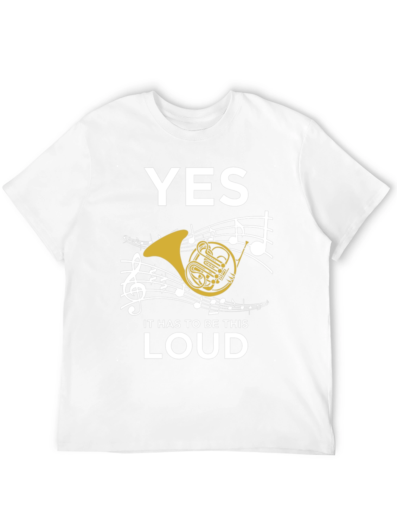 Black Funny French Horn Music T-Shirt view 12