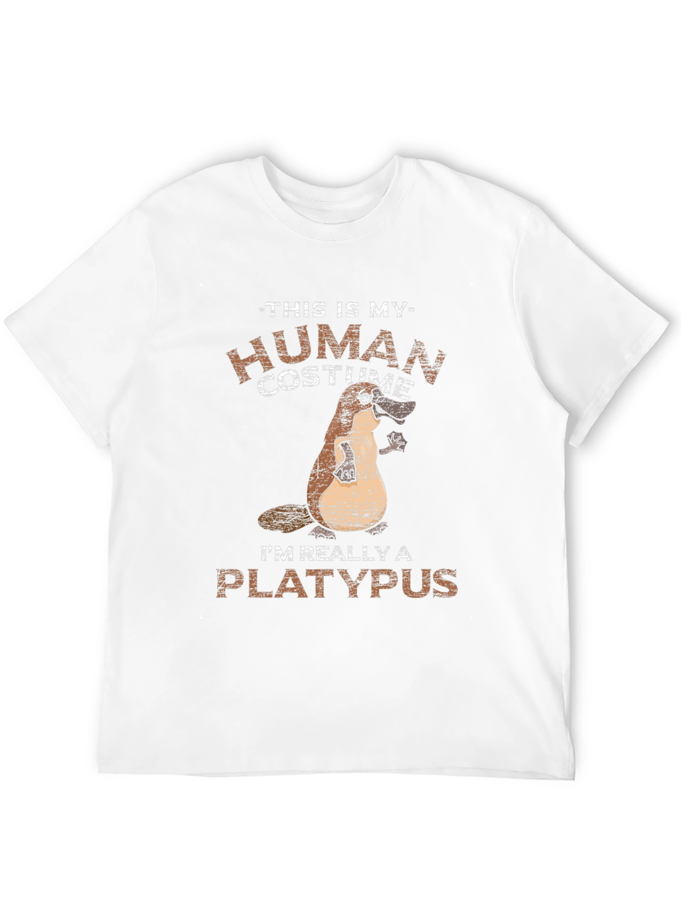 Black Human Costume I'm Really A Platypus Funny T-Shirt view 12