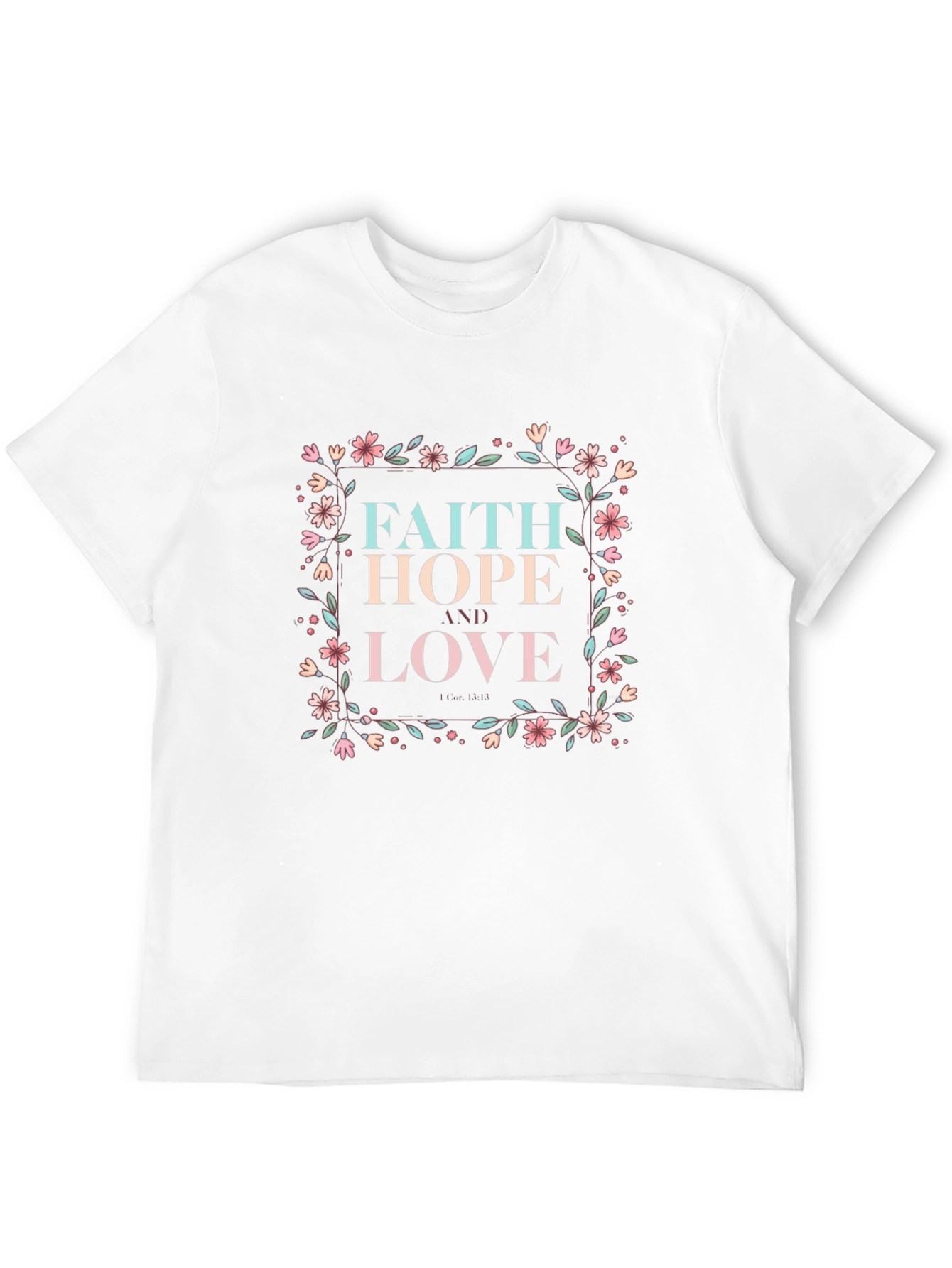 Black Faith Hope Love Graphic Tee - Floral Design view 12