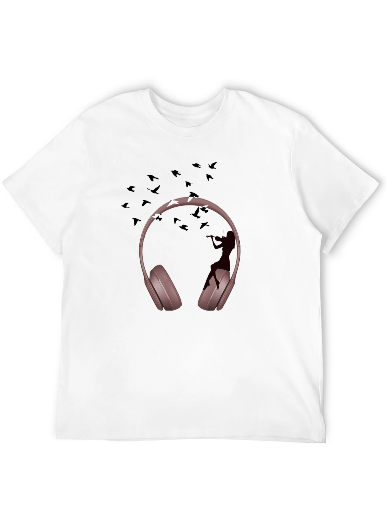 Black Headphones Music Graphic T-Shirt - Black view 12
