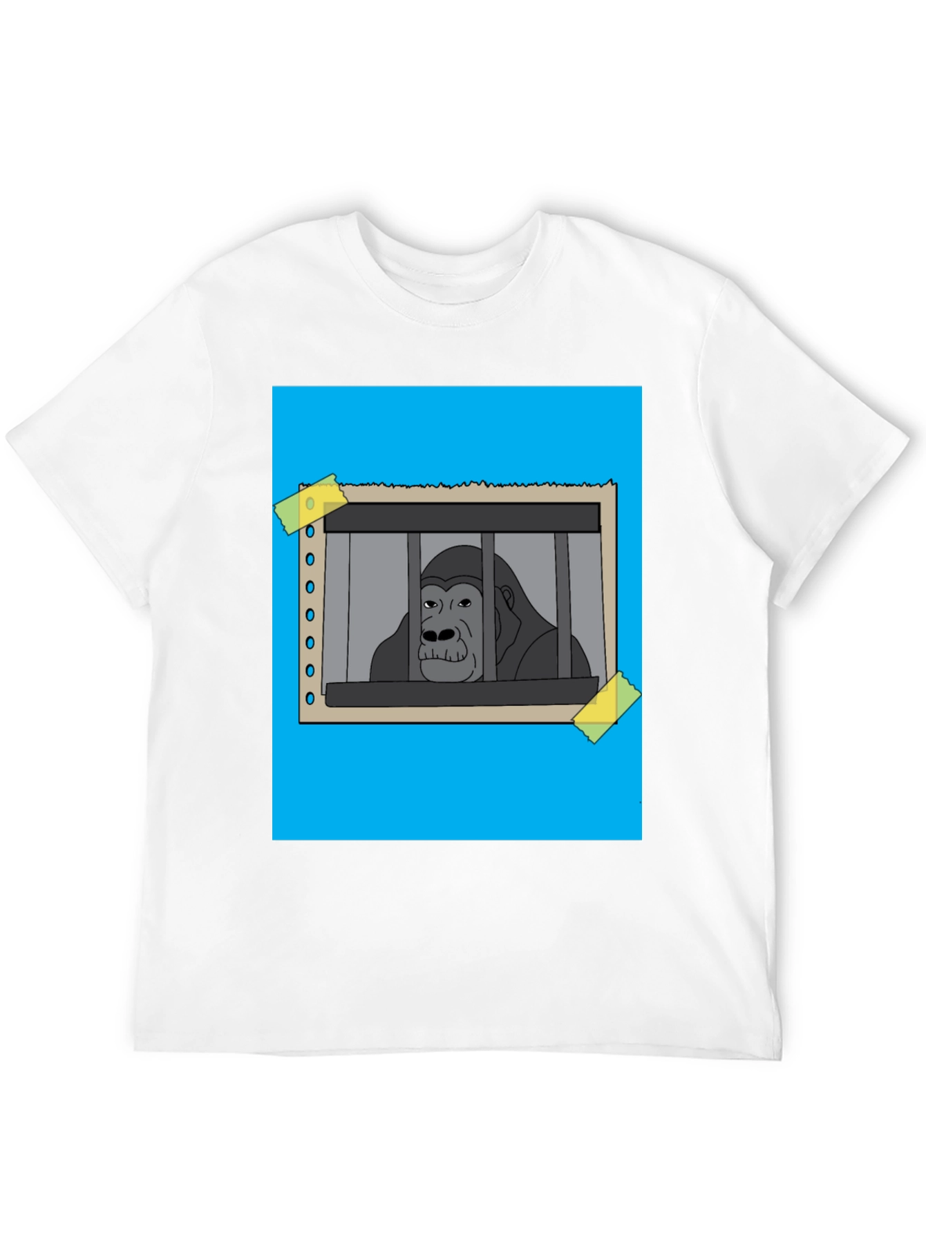 Black Gorilla Behind Bars Graphic T-Shirt view 12