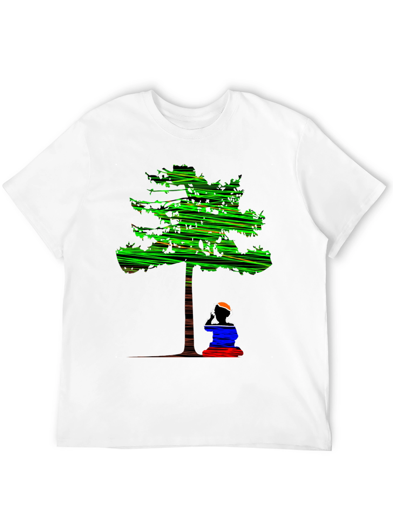 Black Abstract Tree Graphic Tee - Relaxed Fit Black T-Shirt view 12