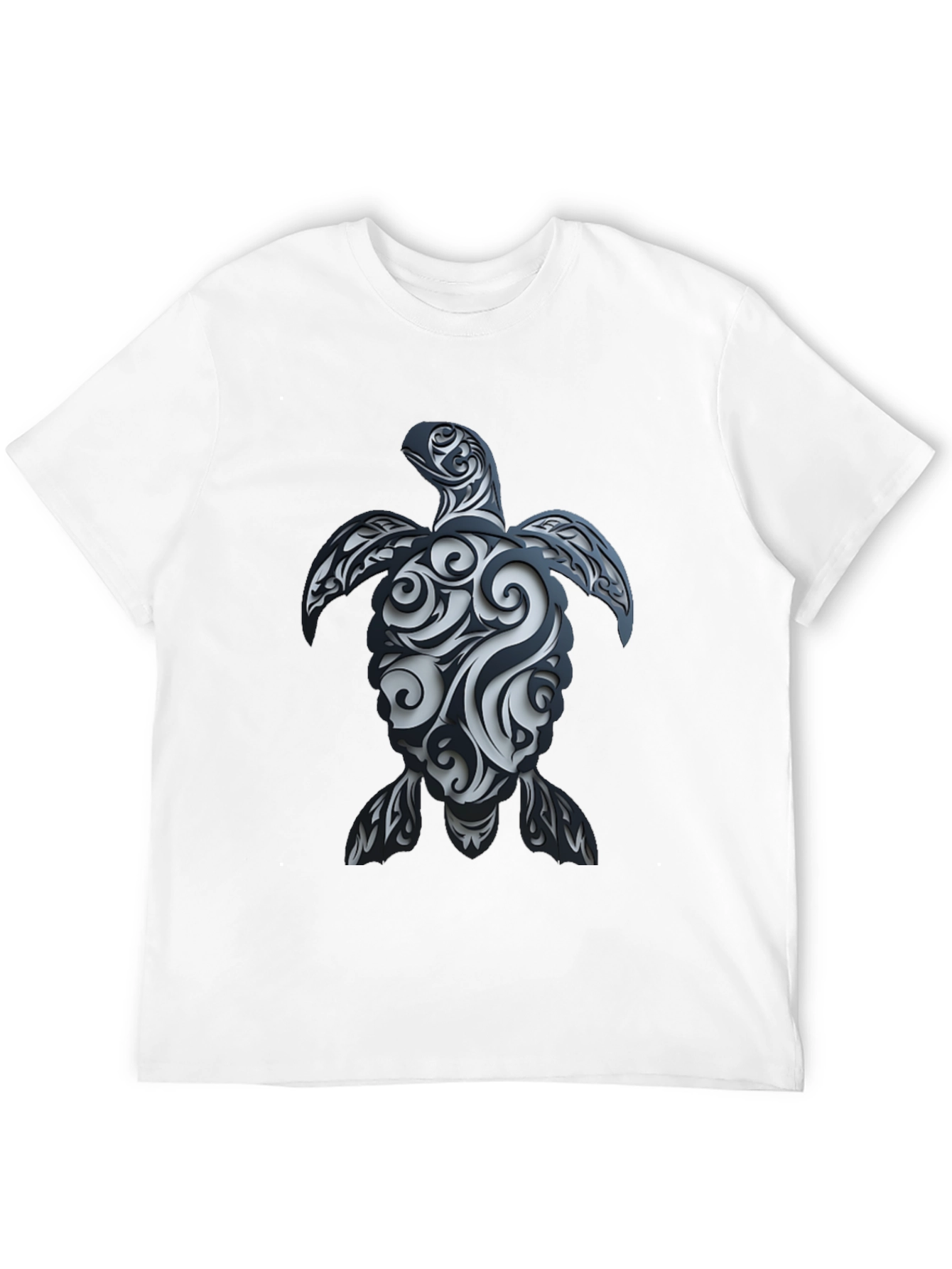 Black Tribal Turtle Graphic T-Shirt - Black view 12