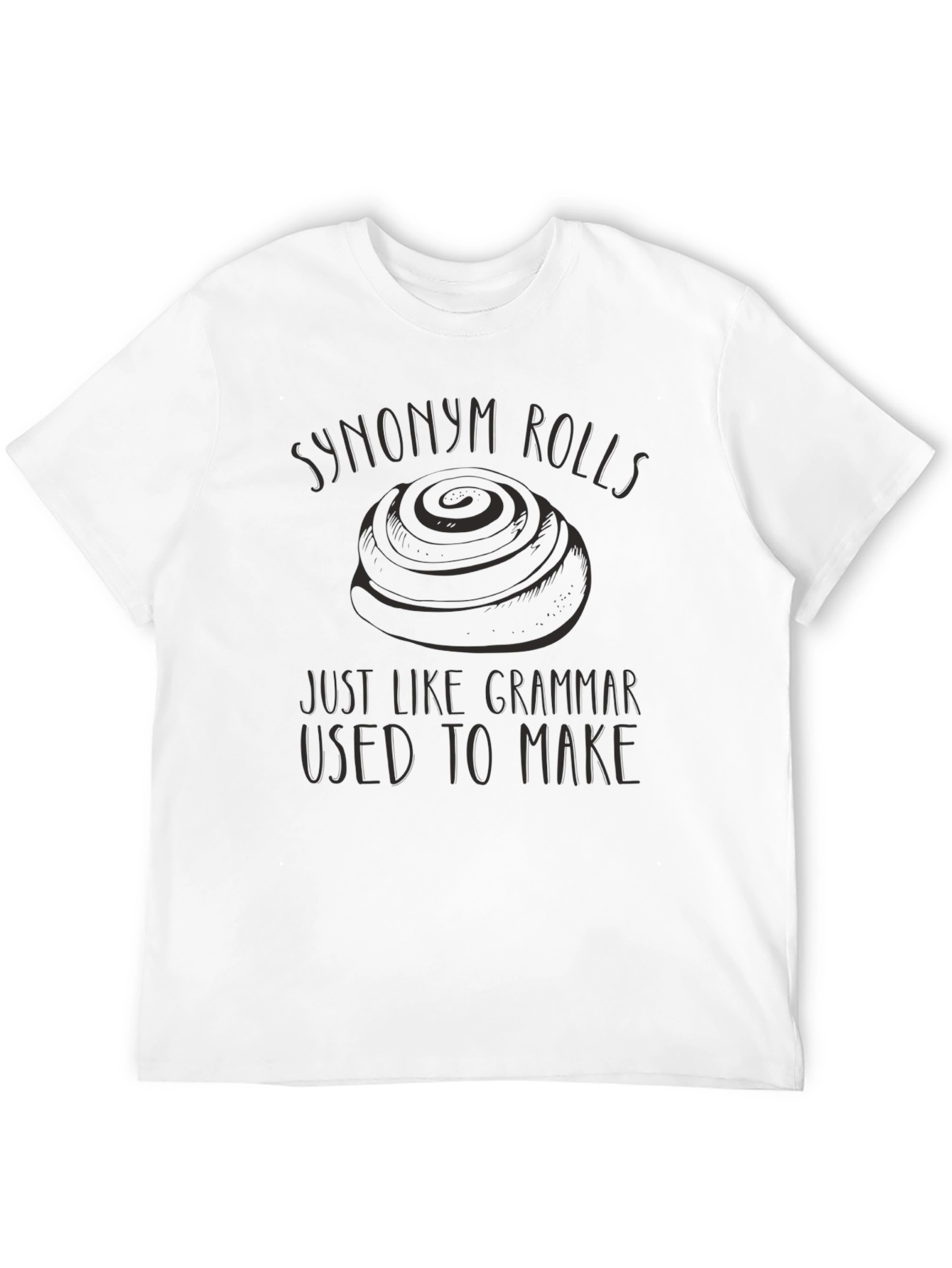 Black Synonym Rolls Grammar Pun Black T-Shirt view 12