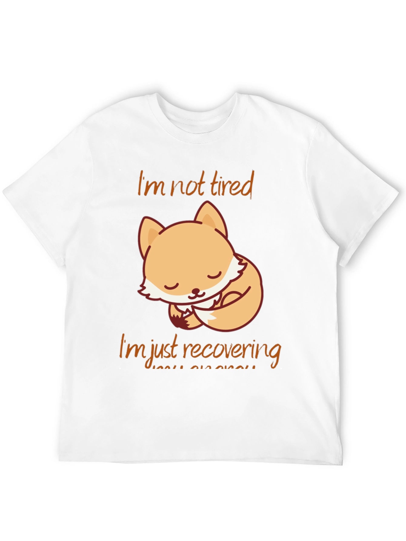 Black Cute Fox "I'm Not Tired" Graphic T-Shirt view 12