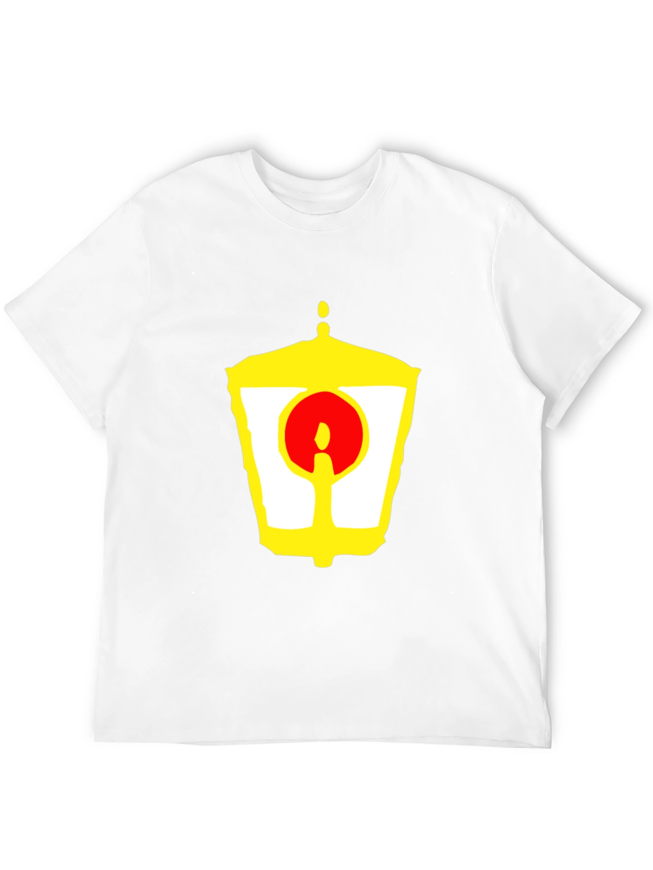 Black Unique Graphic Tee - Yellow Lantern and Red Circle Design view 12