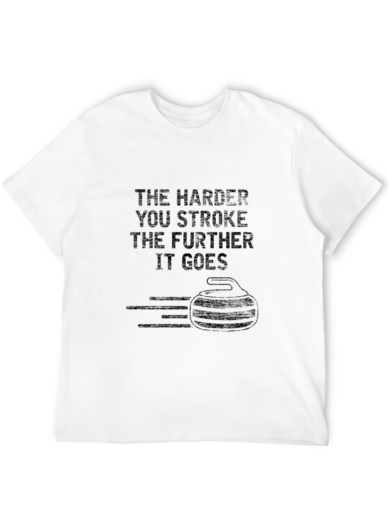 Black Funny Curling T-Shirt: The Harder You Stroke view 12