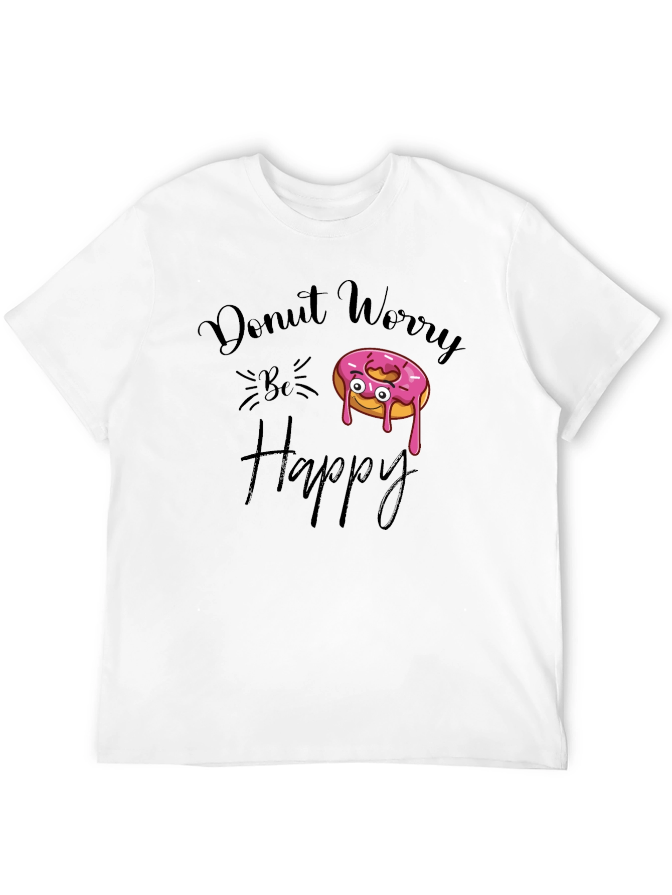 Black Donut Worry Be Happy Black Graphic Tee view 12