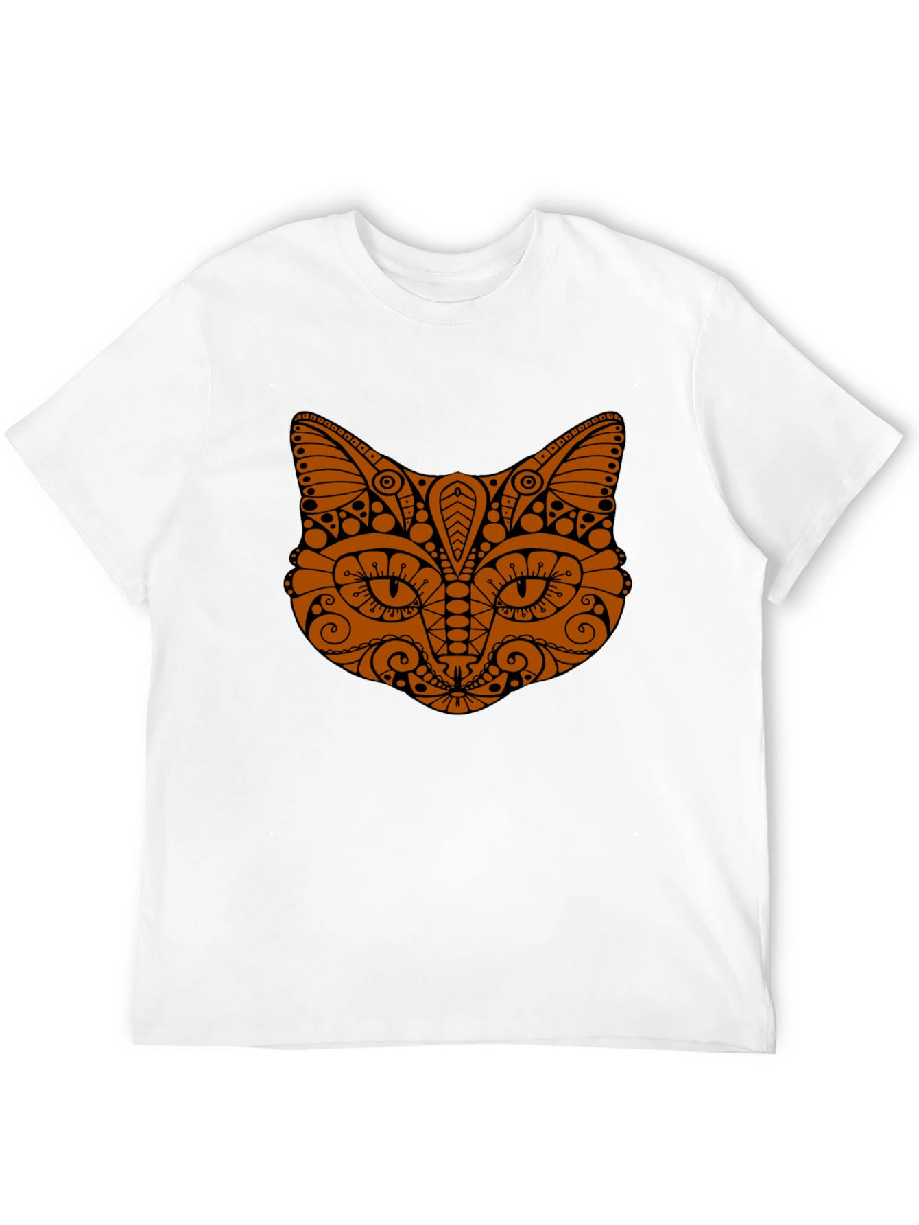 Black Tribal Cat Graphic Tee - Stylish Black T-Shirt view 12