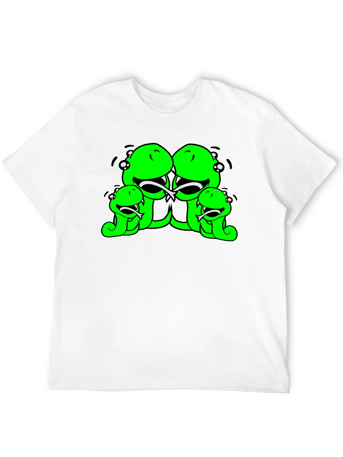 Black Funny Cartoon Snake Family Black T-Shirt view 12