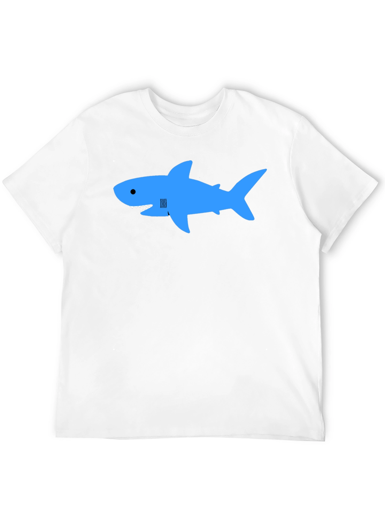 Black Blue Shark Graphic T-Shirt - Classic Crew Neck view 12
