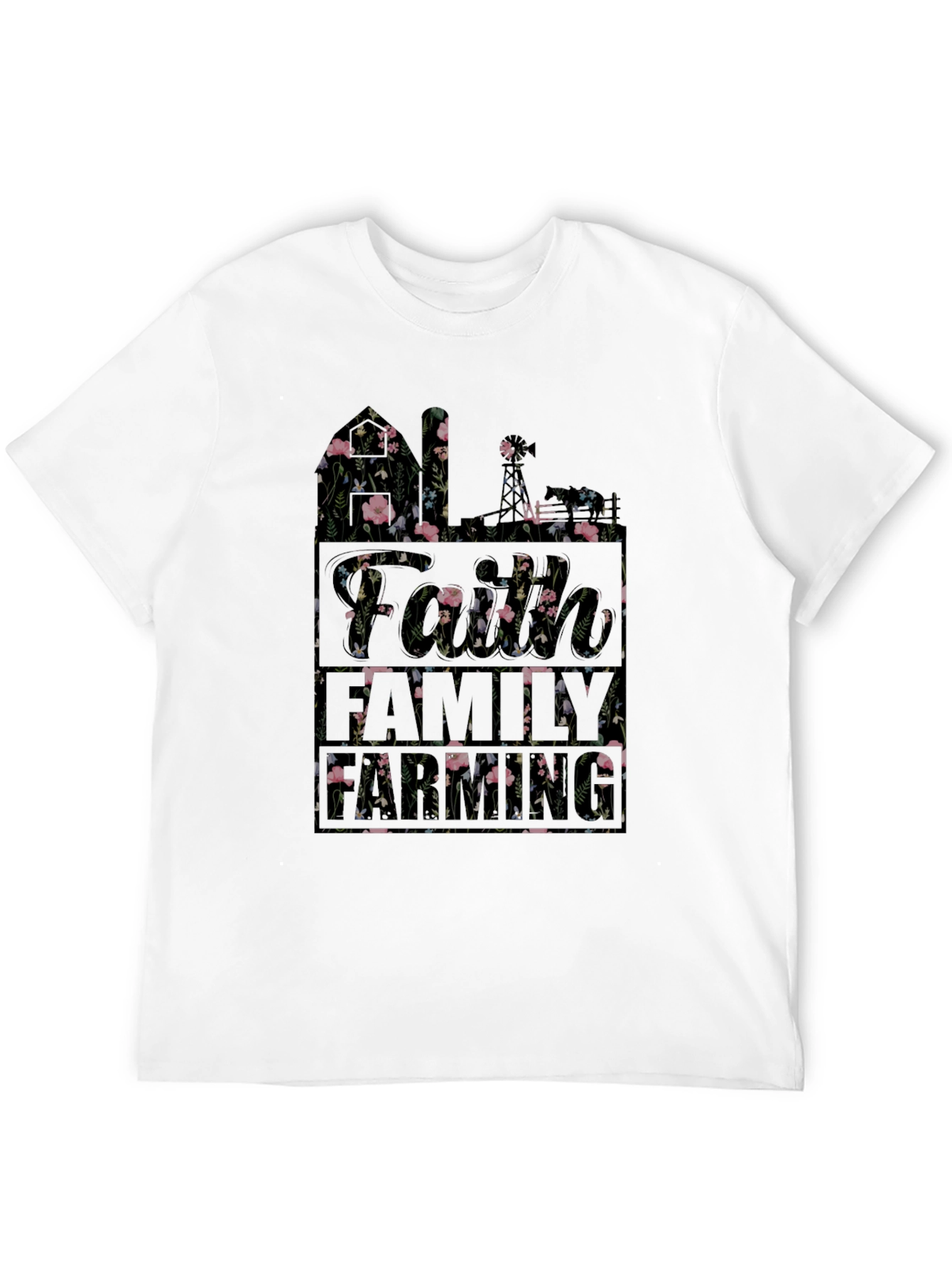 Black Floral Faith Family T-Shirt | Black Cotton Blend view 12