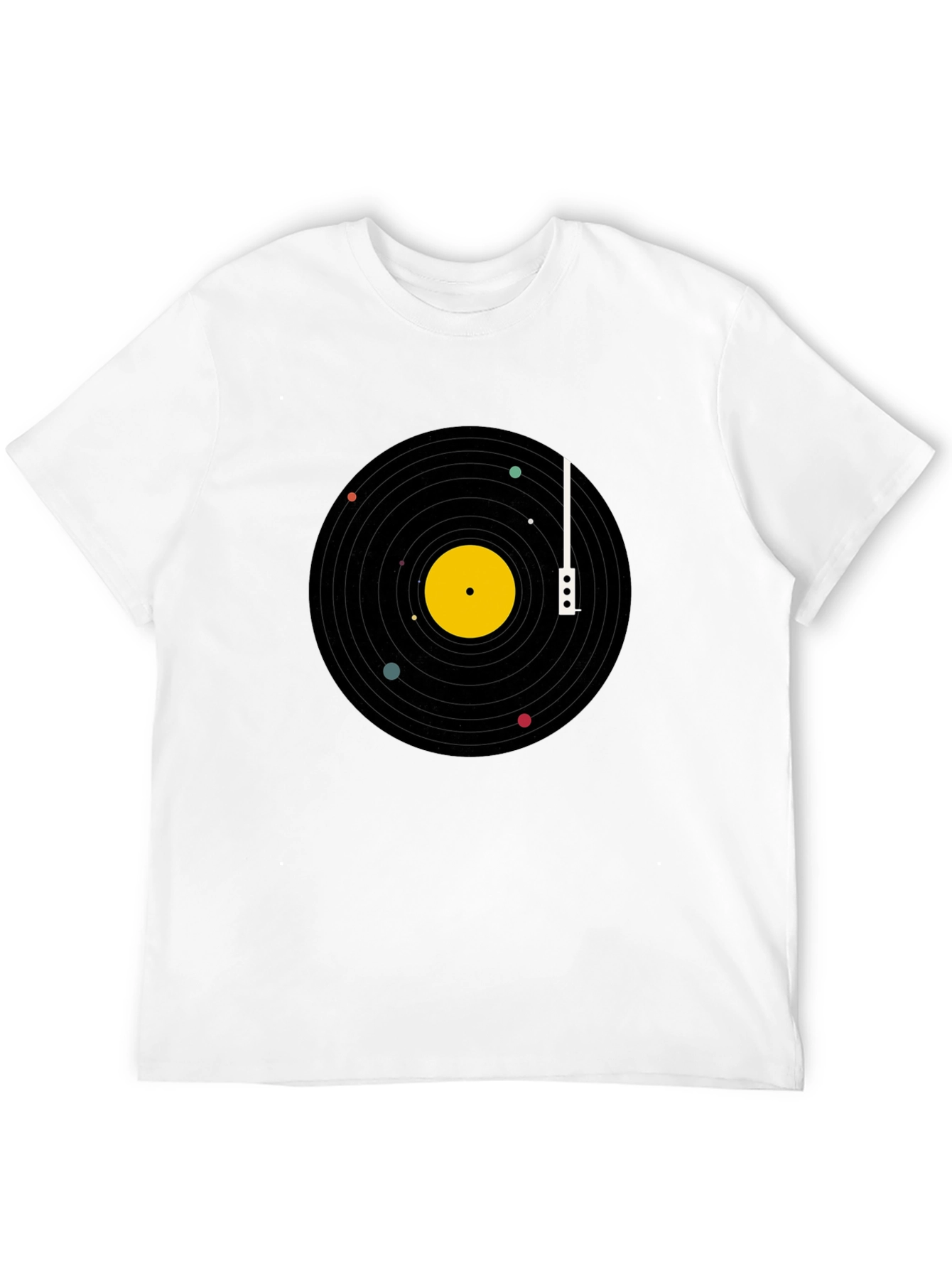 Black Planetary Vinyl Record T-Shirt - Black Cotton Tee view 12