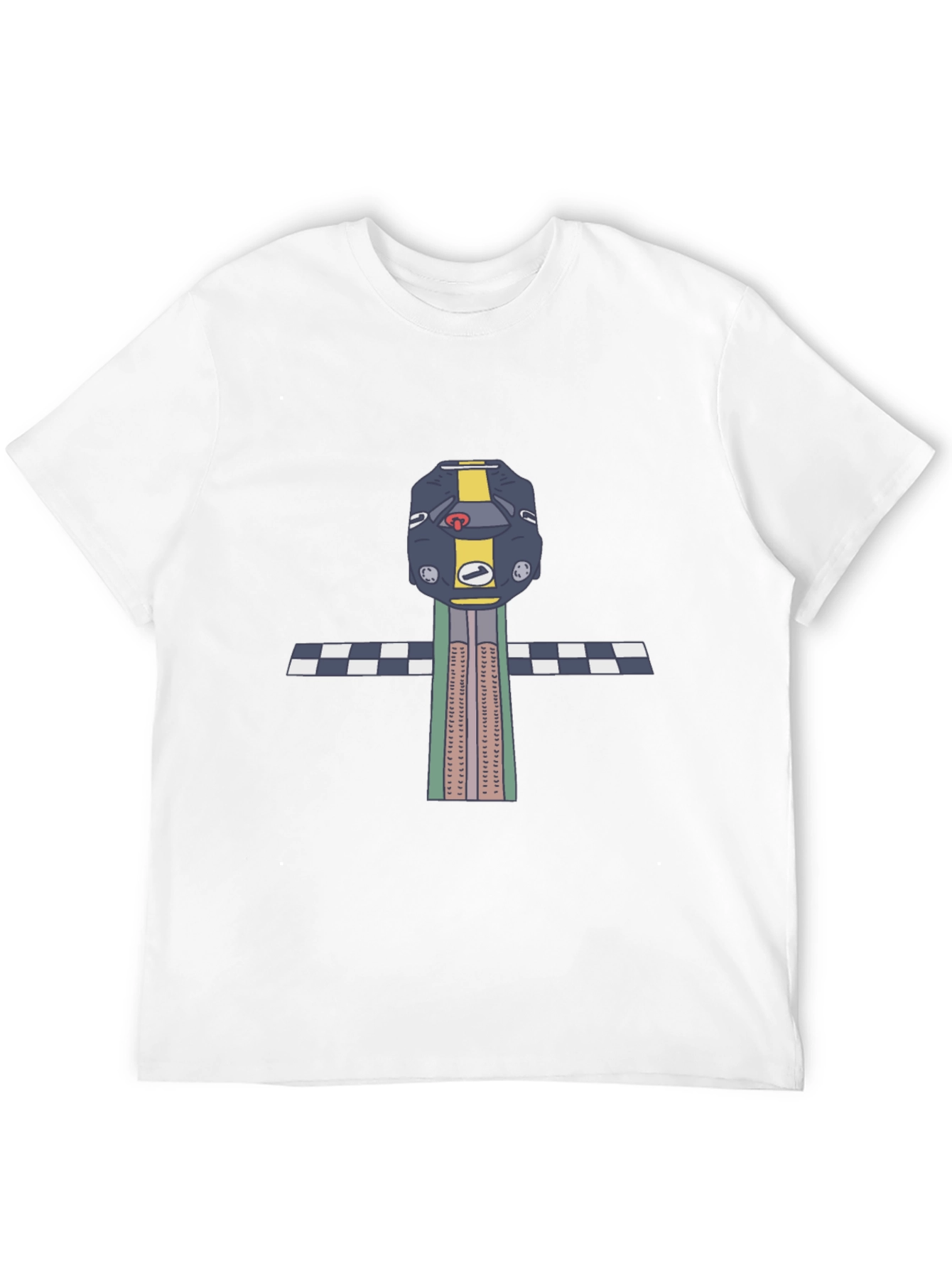 Black Retro Race Car T-Shirt - Checkered Finish view 12