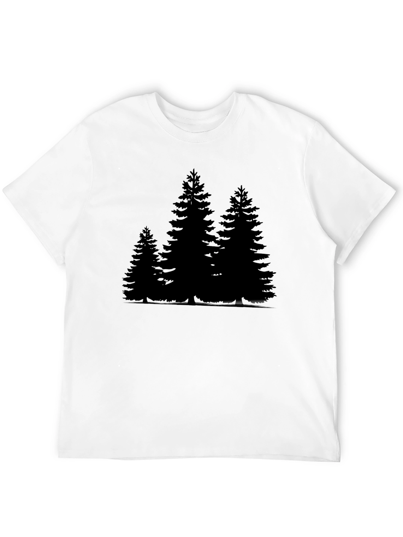 Black Men's Black T-Shirt with Forest Print view 12