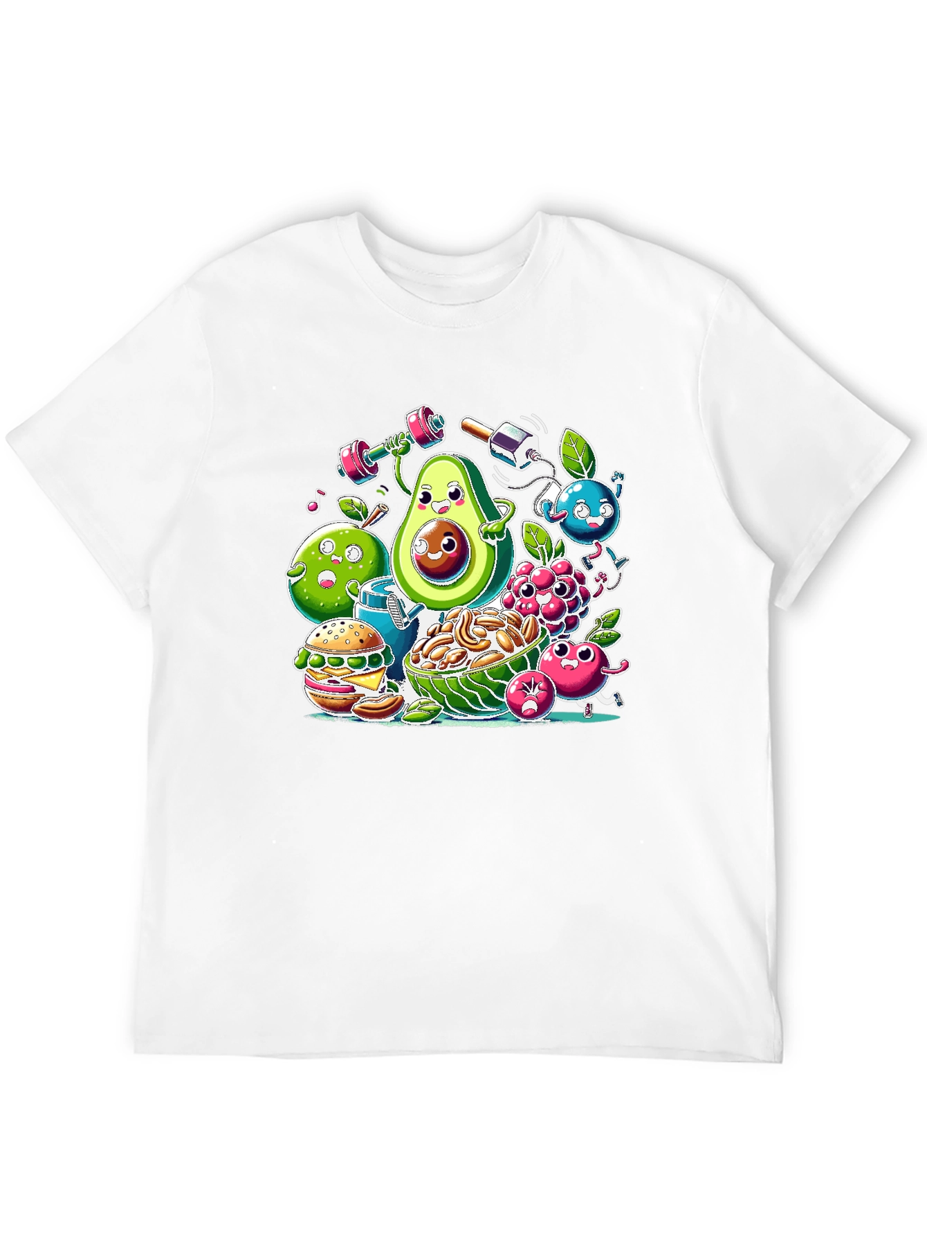 Black Funny Healthy Lifestyle Cartoon T-Shirt view 12