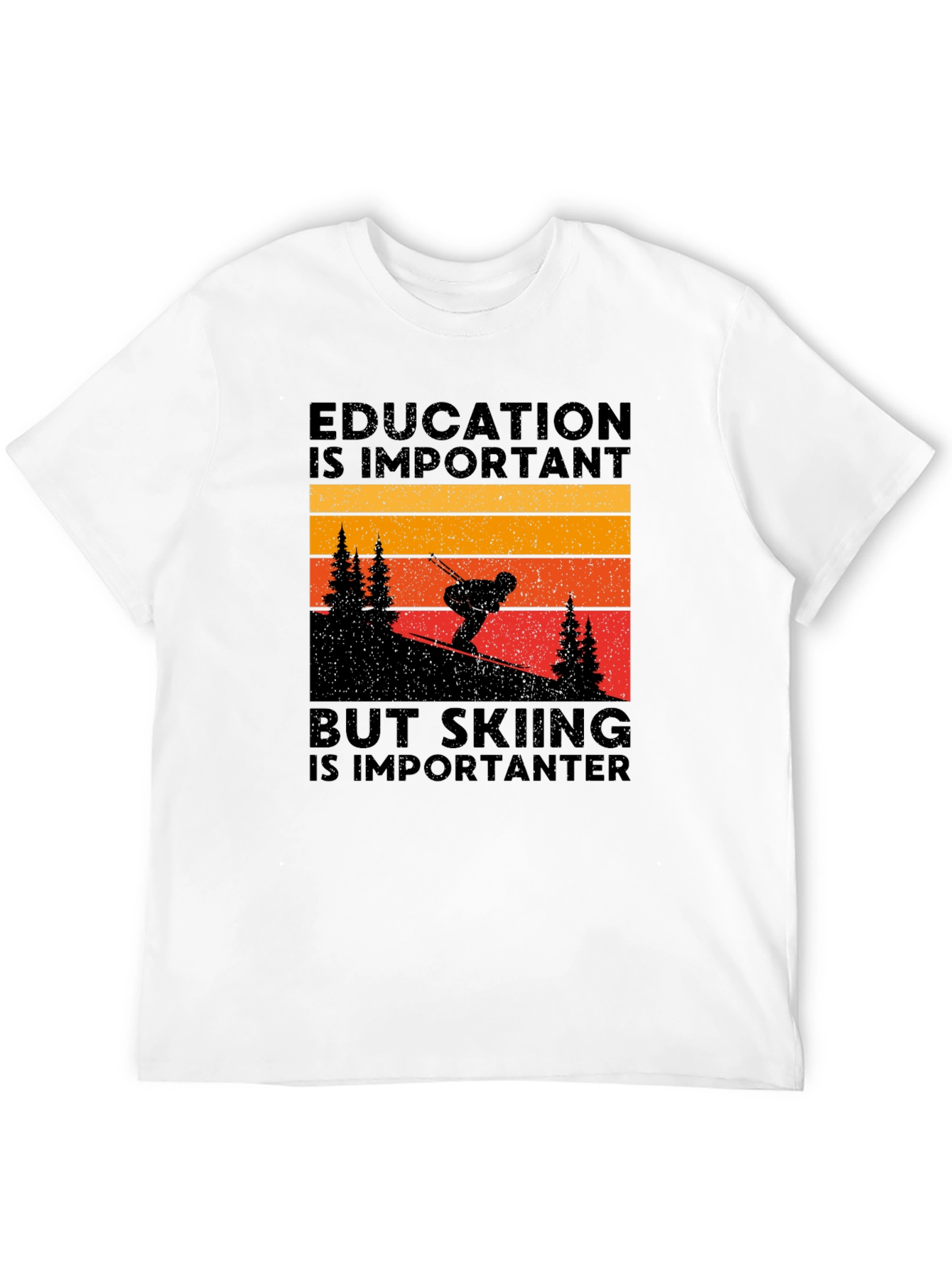 Black Skiing is Importanter Graphic Tee view 12