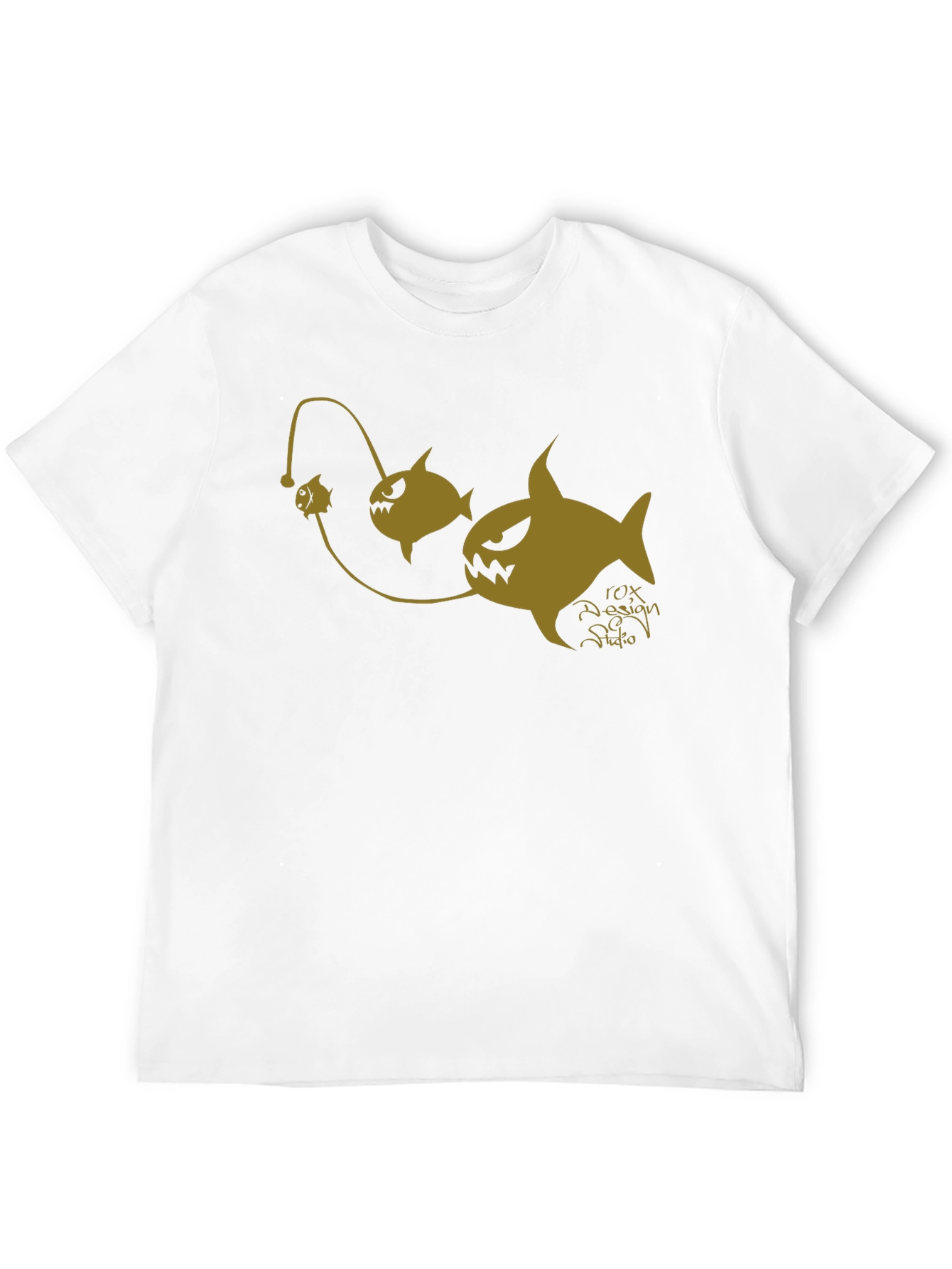 Black Anglerfish Cartoon Graphic Black T-Shirt view 12