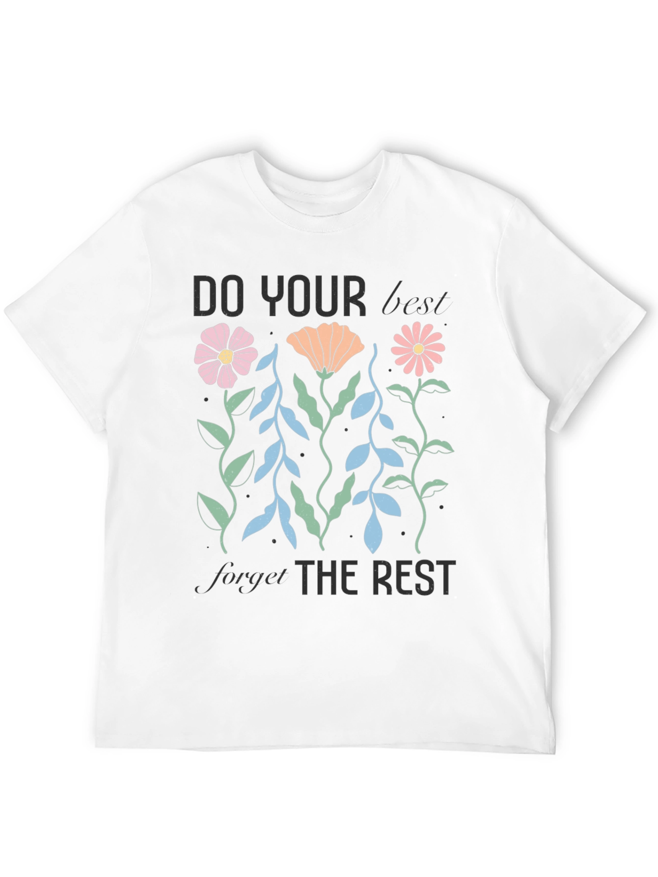Black Motivational Floral Graphic T-Shirt view 12