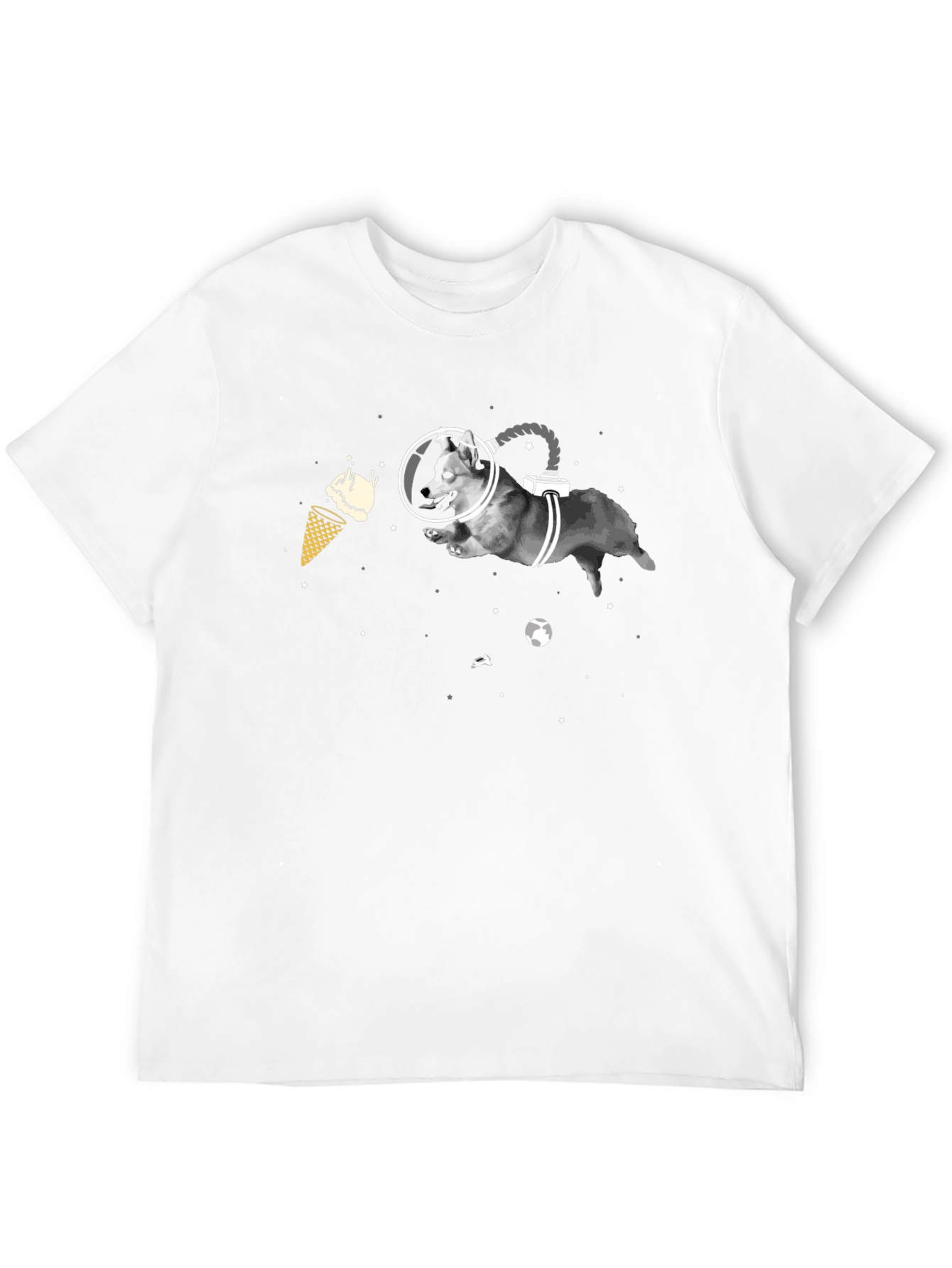 Black Space Dog T-Shirt - Funny Graphic Tee view 12
