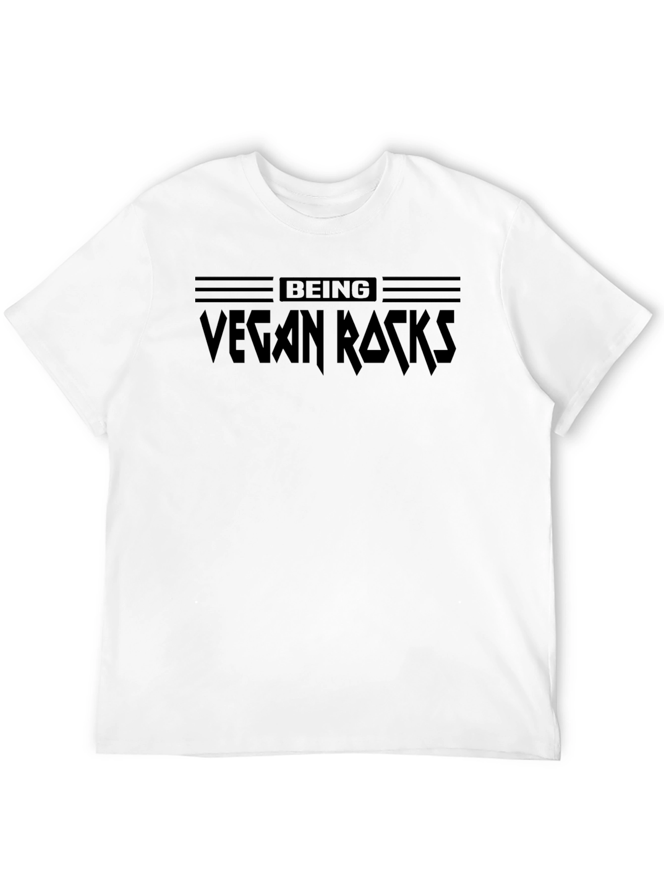 Black Being Vegan Rocks T-Shirt - Black Graphic Tee view 12