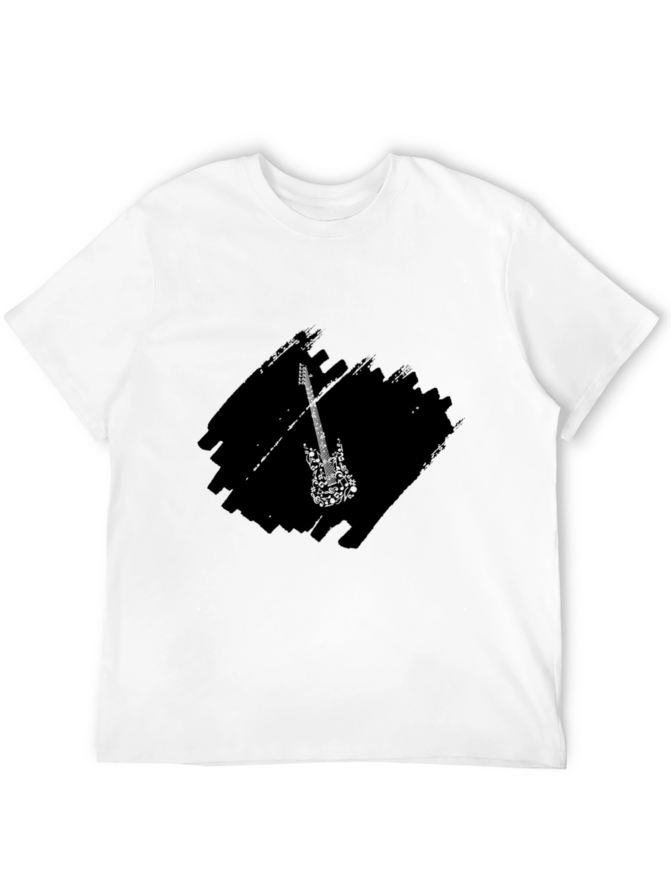 Black Black Graphic Tee with Guitar Design view 12