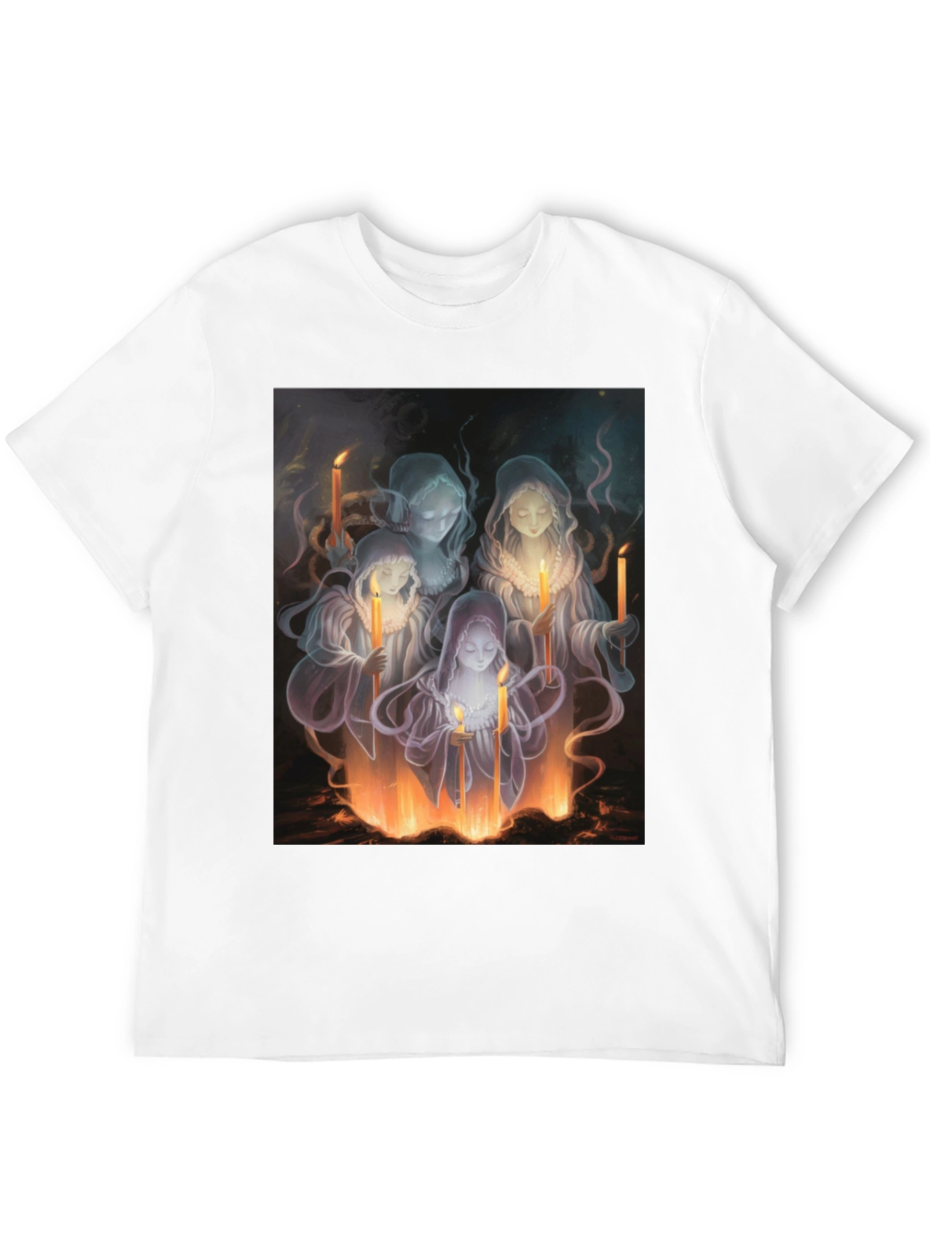 Black Ethereal Candle Maiden Black T-Shirt view 12