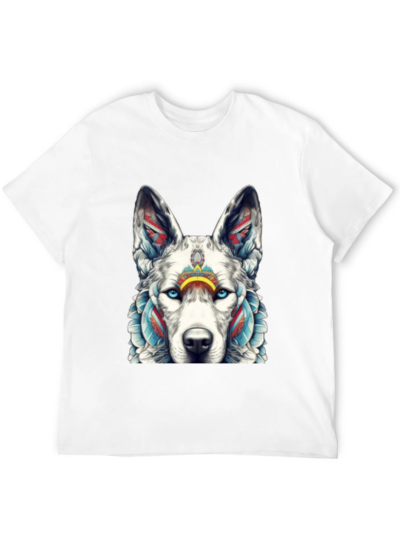 Black Wolf Graphic Tee - Tribal Style T-Shirt view 12
