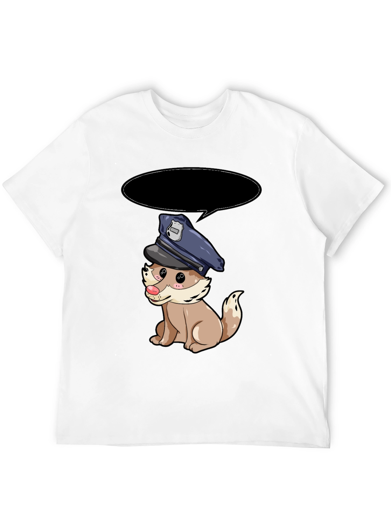 Black Cartoon Dog Police T-Shirt view 12