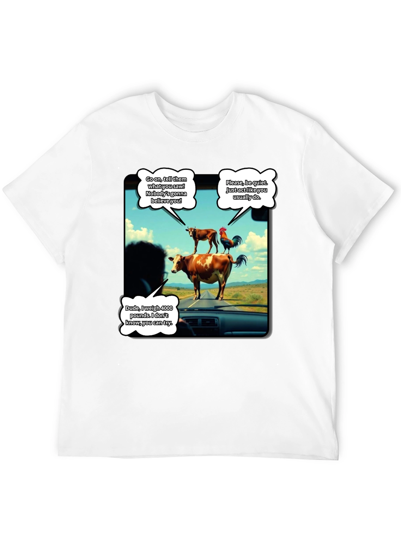 Black Talking Animals Graphic T-Shirt - Novelty Tee view 12