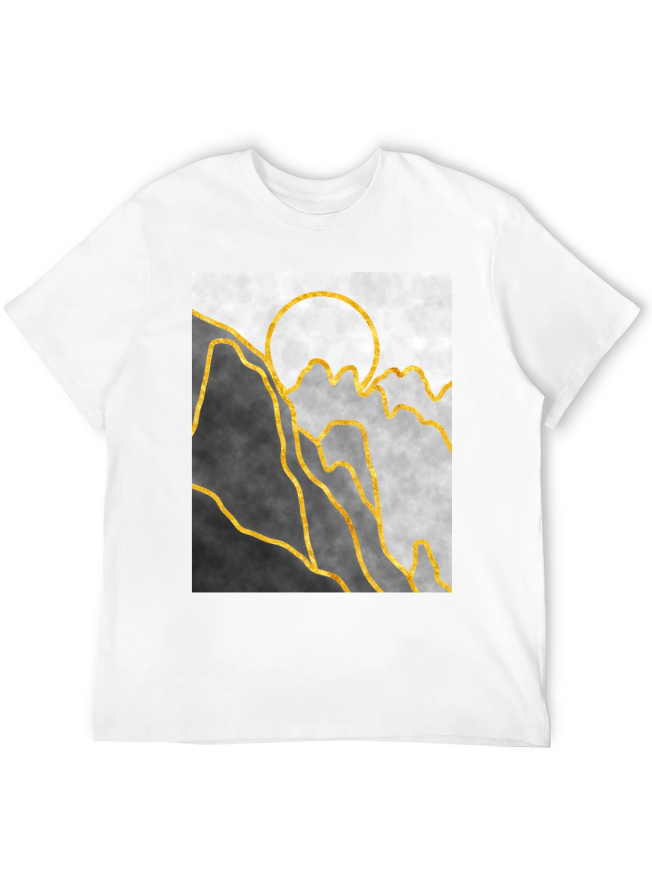 Black Abstract Mountain & Sun Graphic Tee view 12